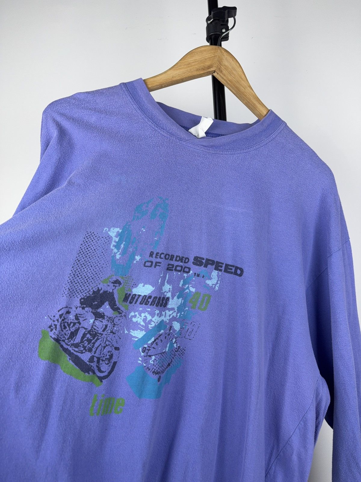 Vintage Vntg 80-90s big logo Motocross Recorded Speed long sleeve Size US L / EU 52-54 / 3 - 3 Thumbnail