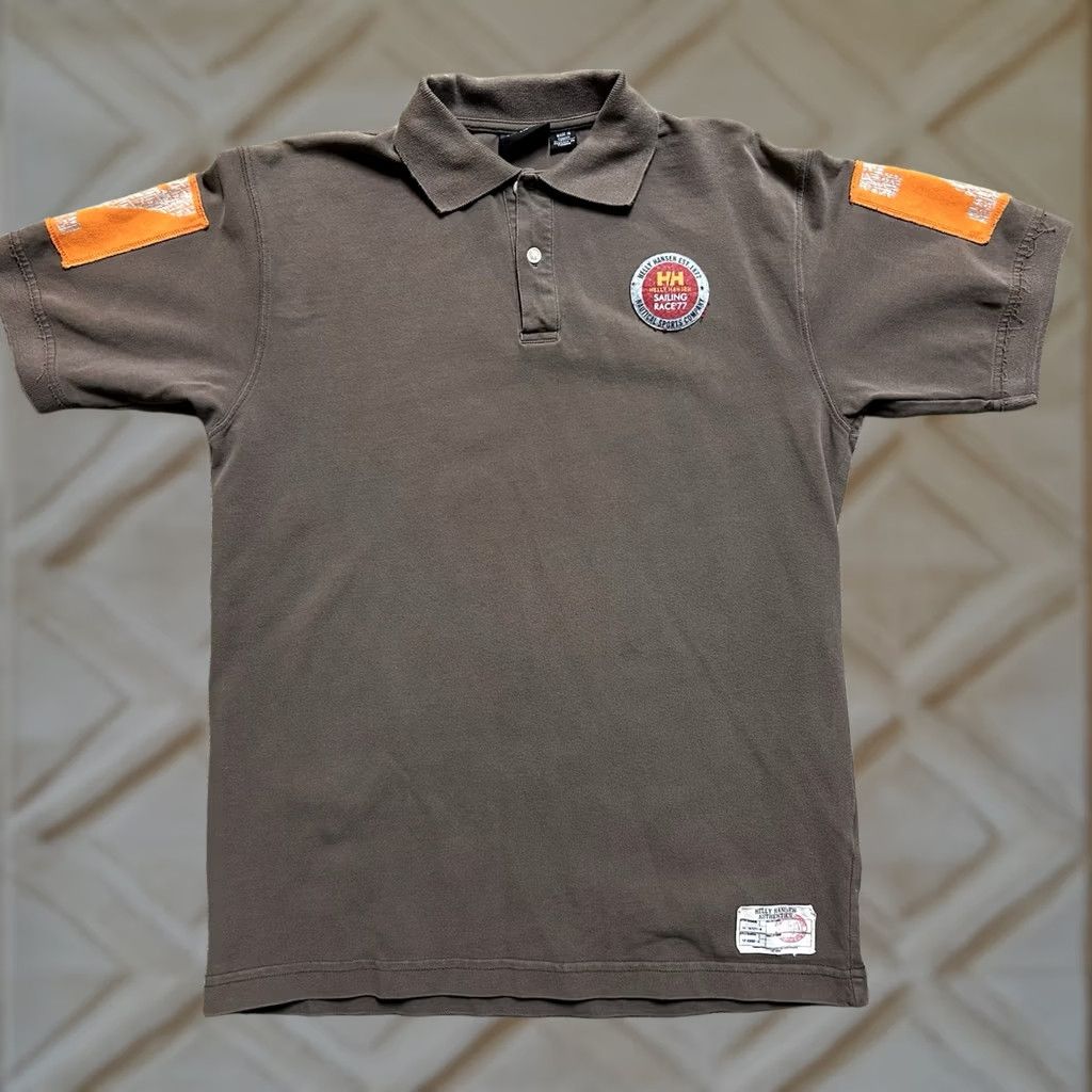 Helly Hansen VINTAGE Helly Hansen Polo Mens L Brown Nautical Double-Sided Racing 77 Shirt Size US L / EU 52-54 / 3 - 1 Thumbnail