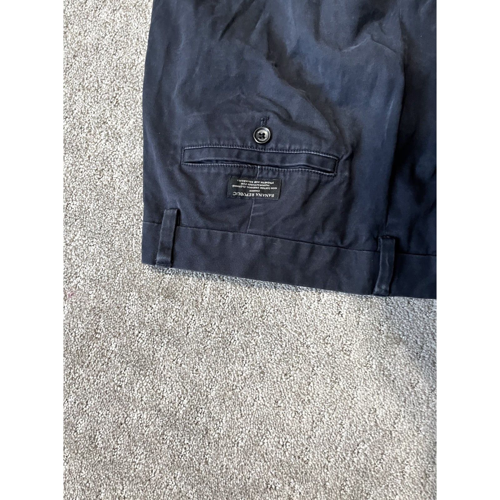 Banana Republic BANANA REPUBLIC Aiden Chino Pants Mens 33x32 Blue Solid Cotton Blend Front Zip Straight 90s Casual Pant Mens Size US 33 - 5 Thumbnail