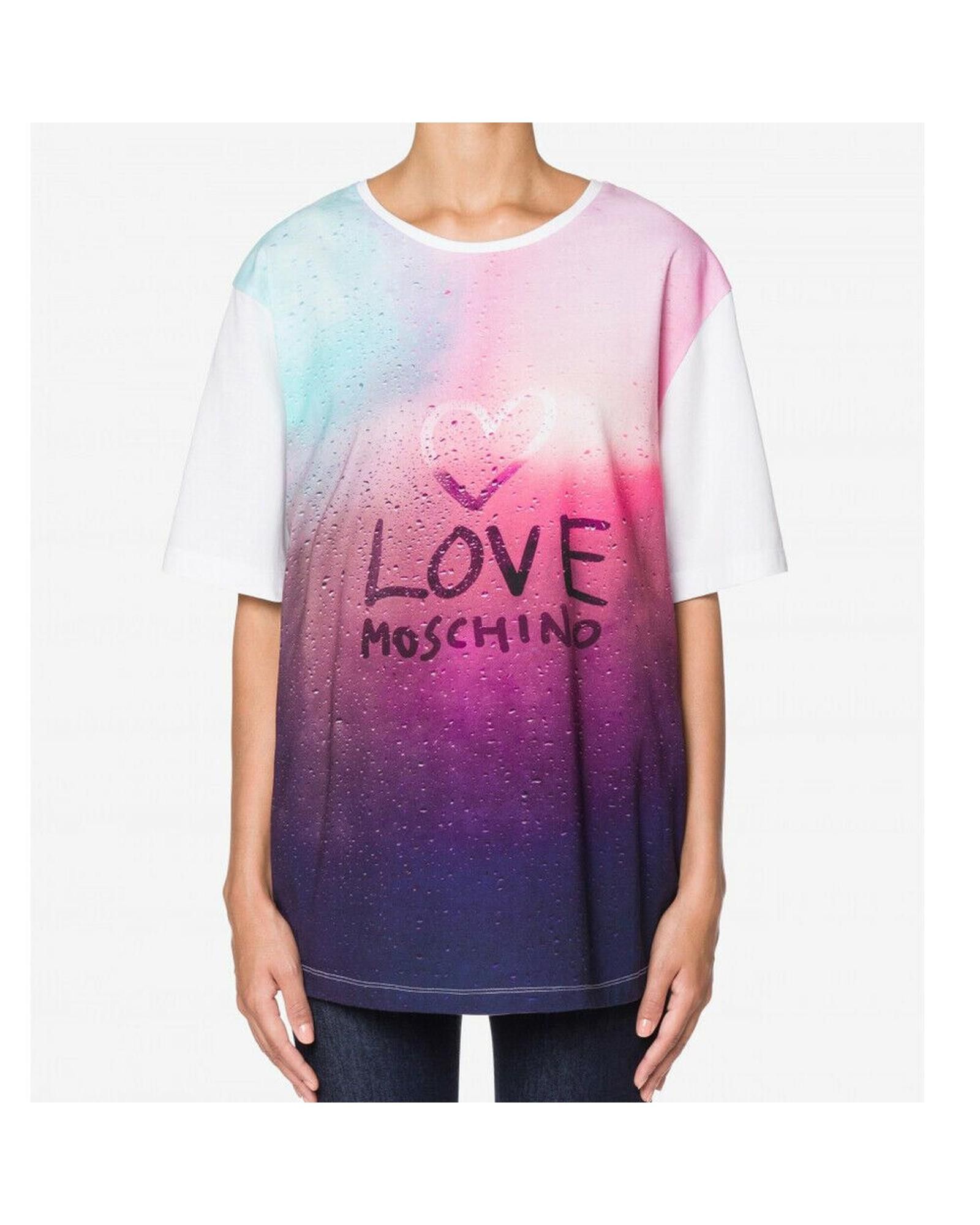 image of Moschino Graphic Print T-Shirt in White, Women's (Size Medium)
