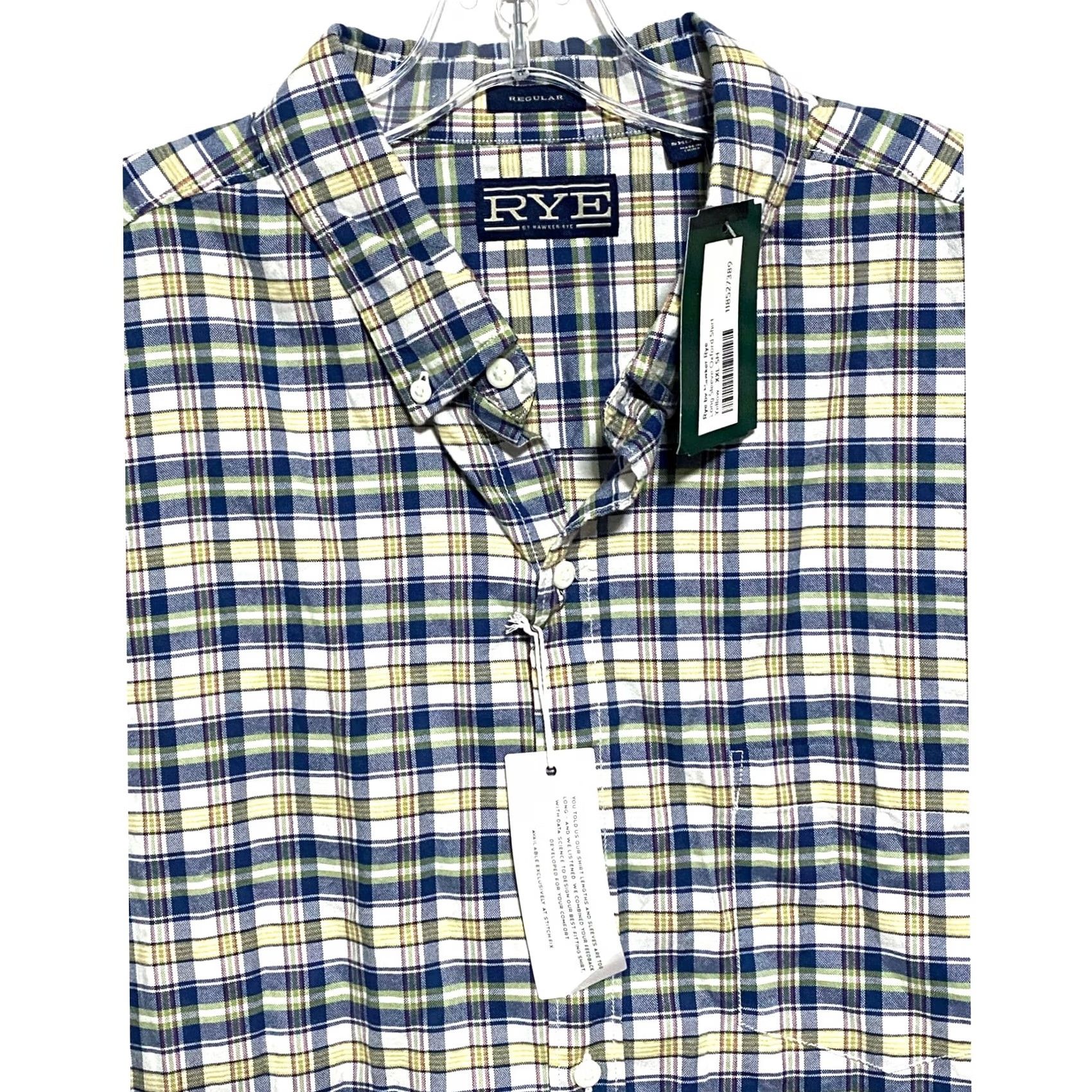 Vintage VINTAGE Rye Button Down Oxford Blue Plaid Shirt Mens 2XL Short Preppy Office Classic NWT Size US XXL / EU 58 / 5 - 2 Thumbnail
