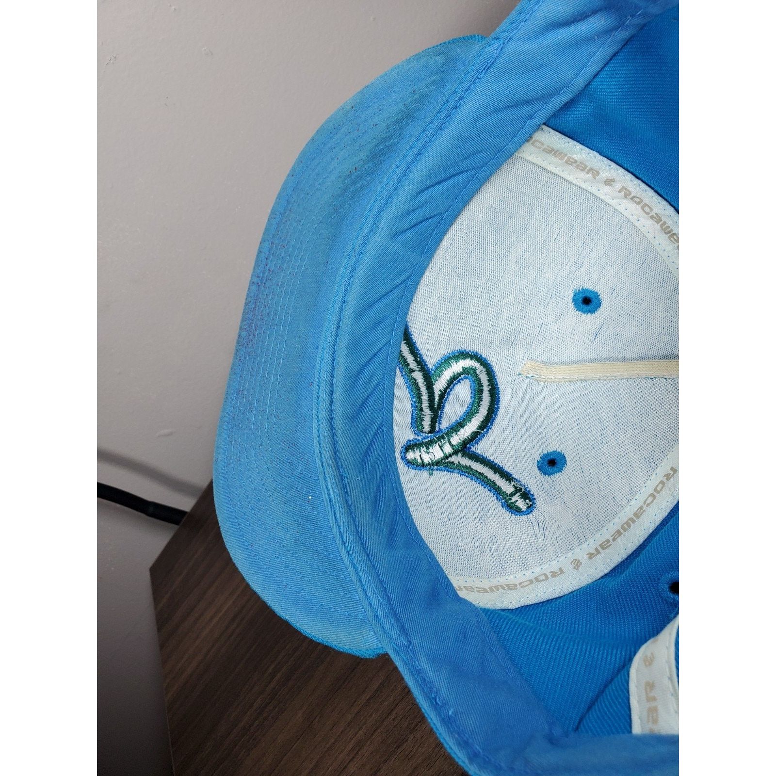 Rocawear Rocawear Teal Blue Cap Hat Sz 7 1/4 JAY Z Faded Logo *READ* Size ONE SIZE - 13 Thumbnail