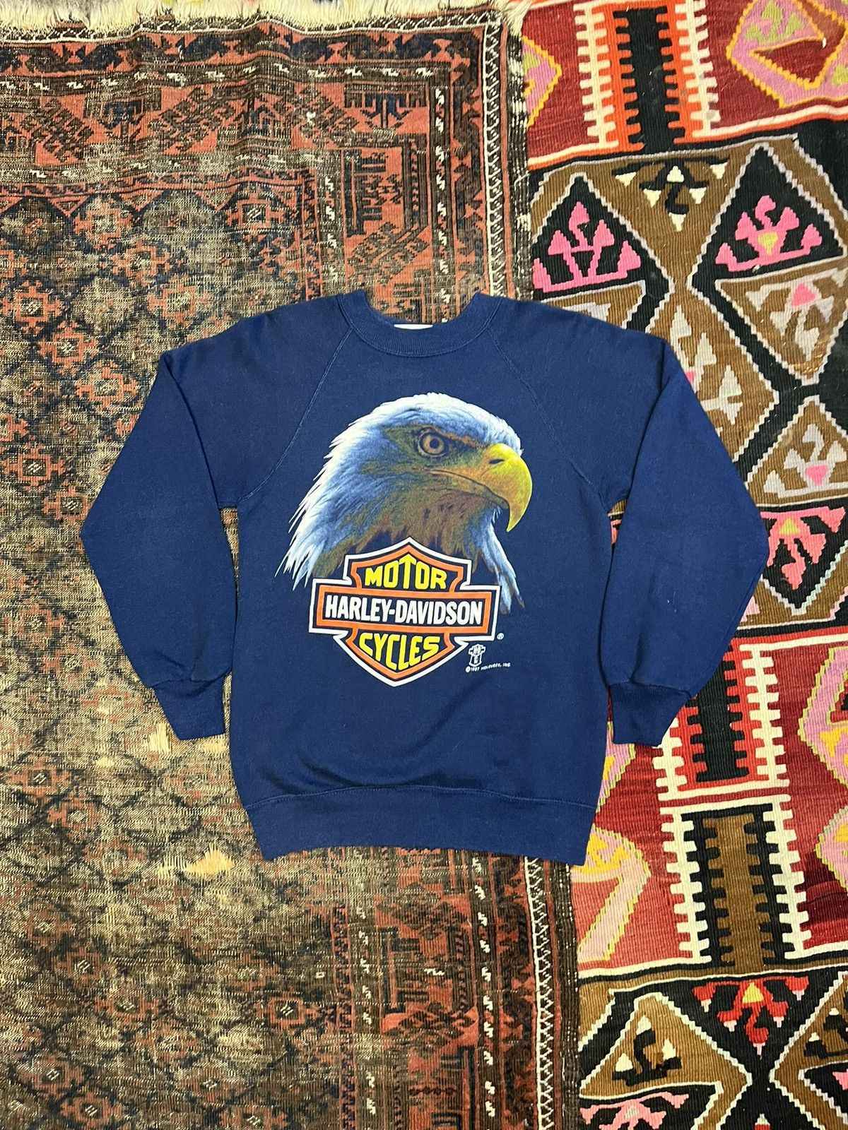 image of Vintage 1980’S Harley Davidson Sweatshirt in Navy, Men's (Size Small)