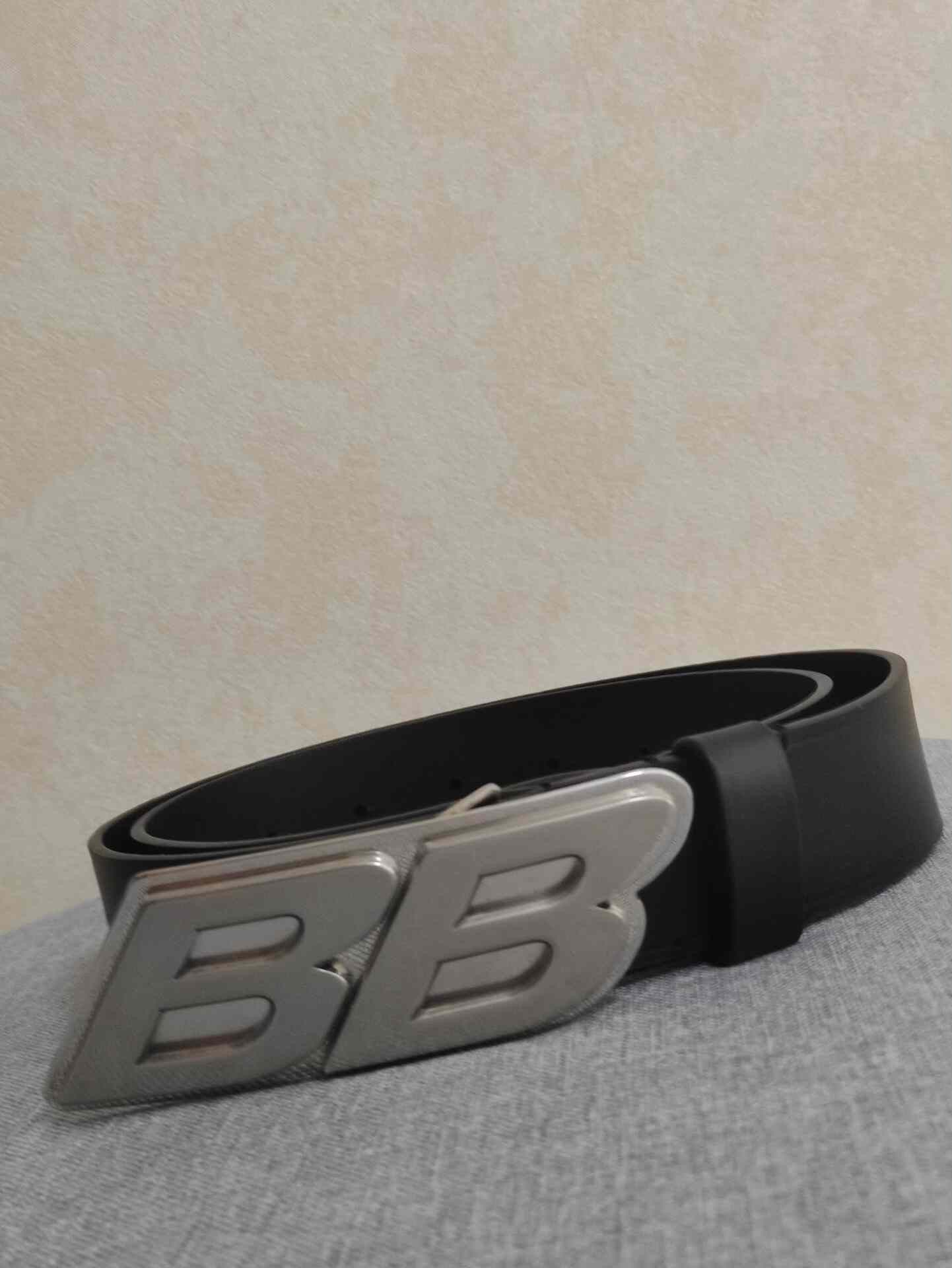 Balenciaga Balenciaga Runway Double B Black Leather Belt Size ONE SIZE - 1 Thumbnail