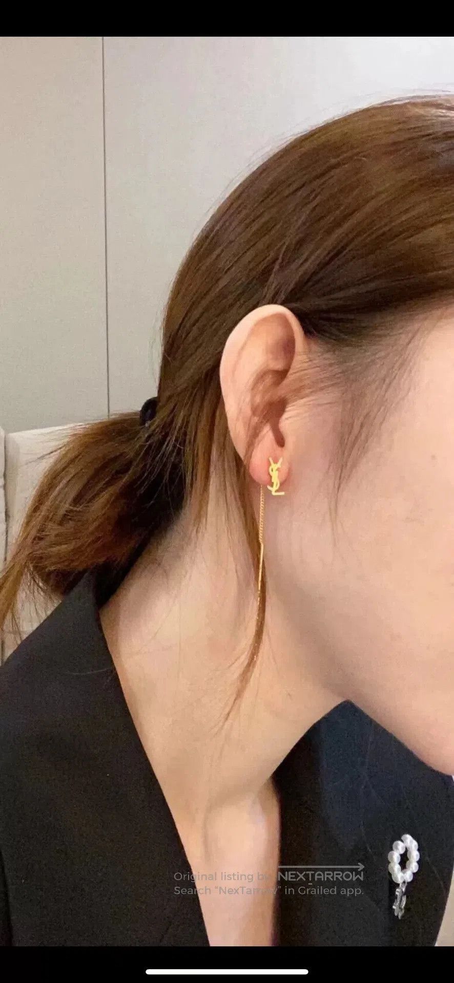 Yves Saint Laurent Saint Laurent YSL Gold Logo Earrings. Size ONE SIZE - 2 Thumbnail