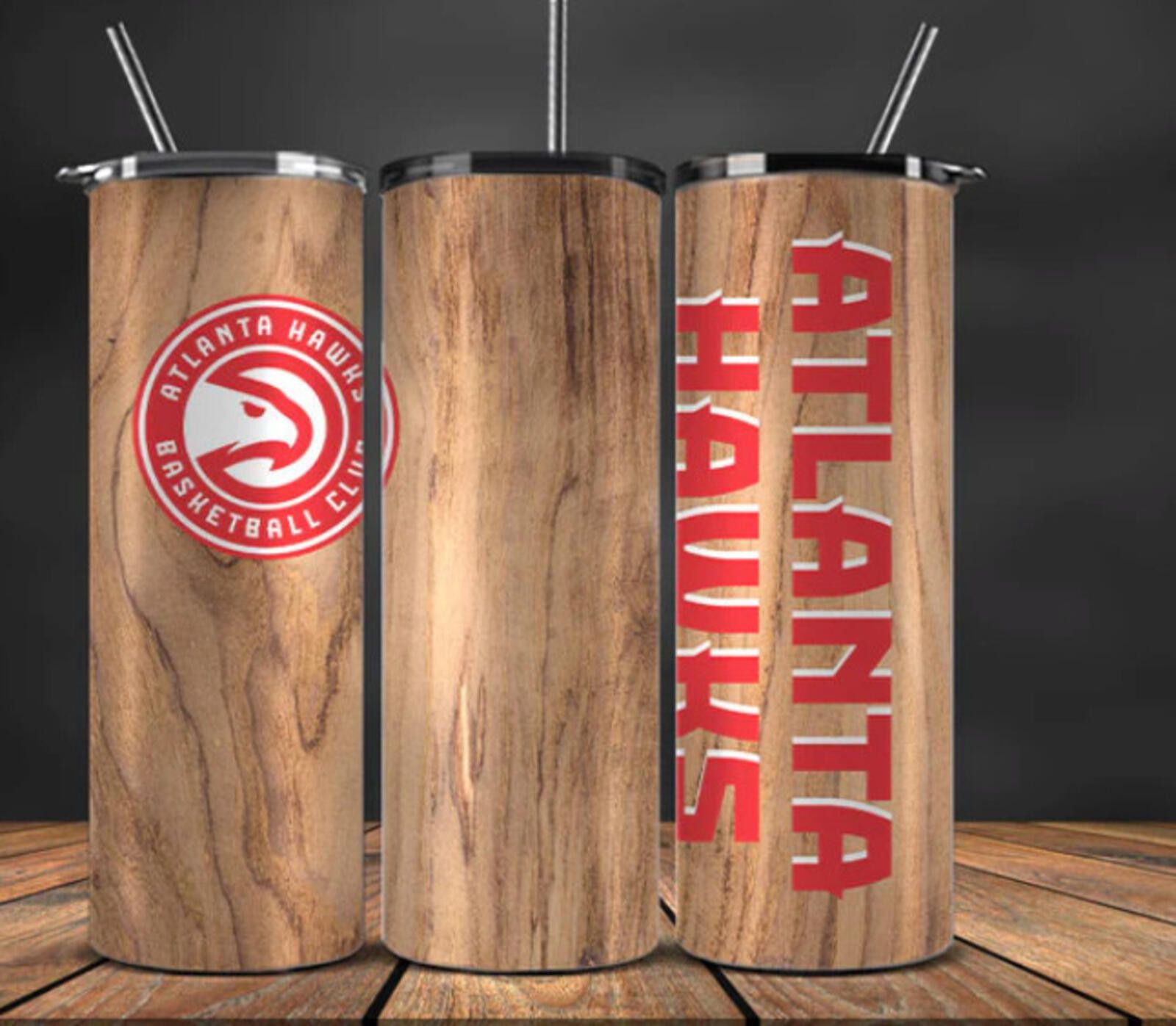 The Unbranded Brand Wood Grain Stainless Steel NBA Tumbler20 Oz Atlanta Hawks Size ONE SIZE - 1 Thumbnail