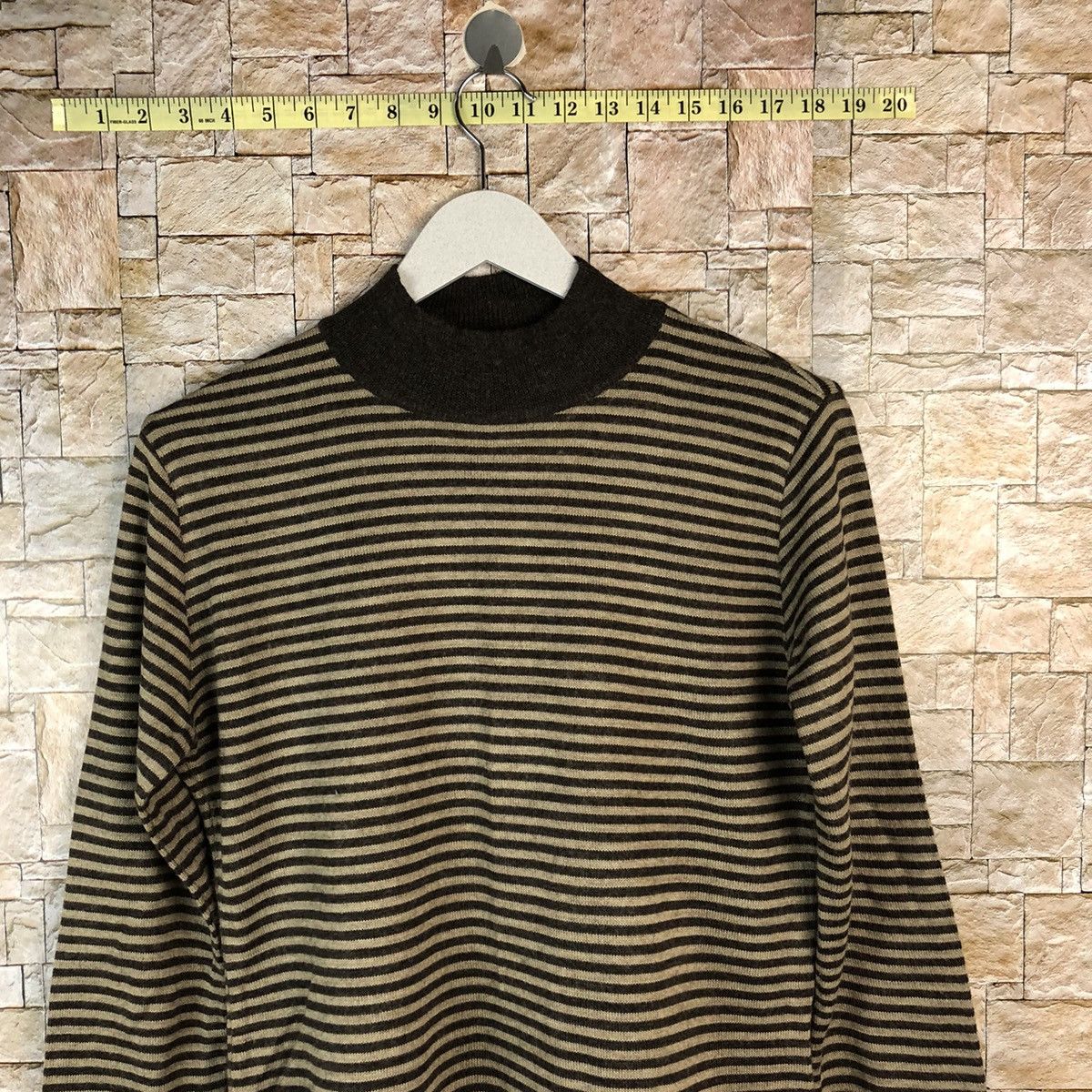 Homespun Knitwear × Japanese Brand × OVER THE STRiPES Gracious Brown Stripe Knitwear #A1194 Size M / US 6-8 / IT 42-44 - 2 Thumbnail