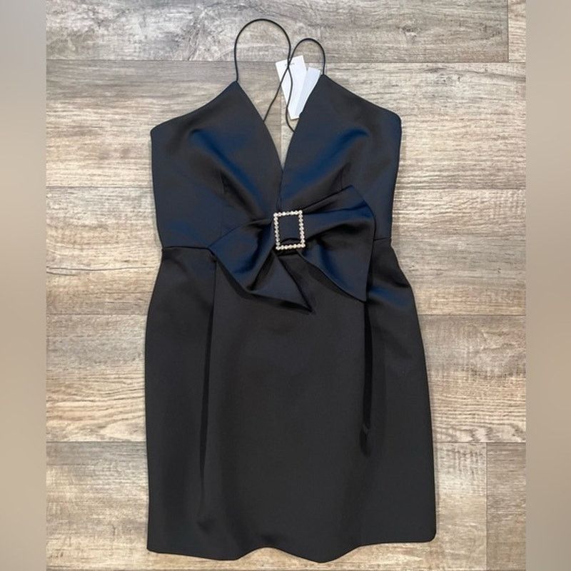Mango MANGO Bejeweled Bow Satin Mini Dress NWT Size M / US 6-8 / IT 42-44 - 21 Thumbnail