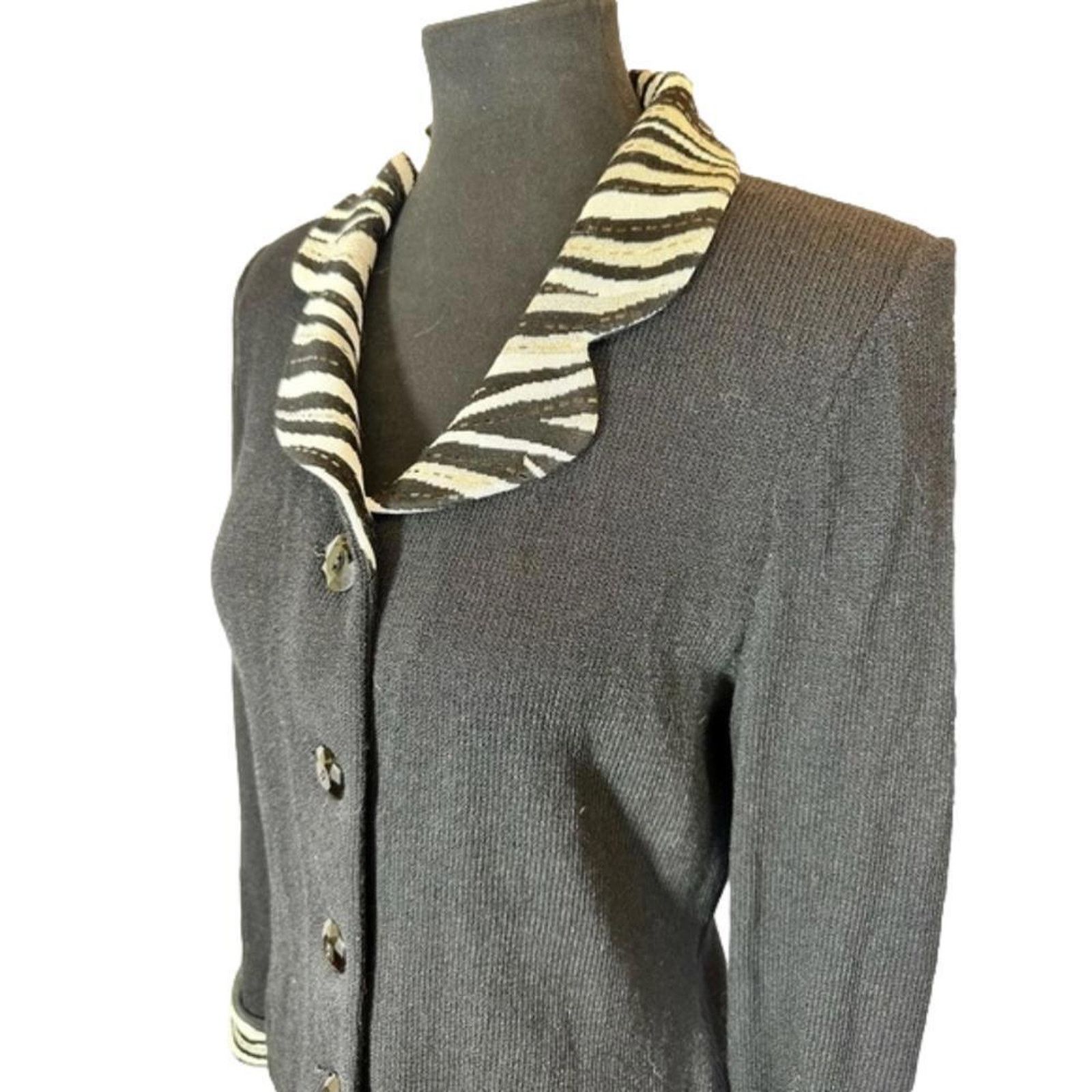 Andrew St. John St. John Evening Black Jacket with Zebra Print Collar - 6 Size M / US 6-8 / IT 42-44 - 2 Thumbnail