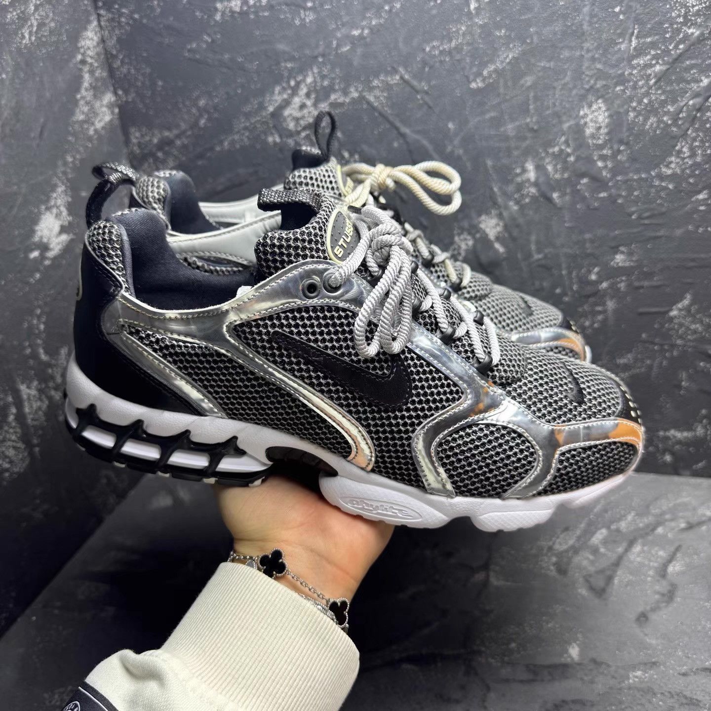 Stussy Stussy x Nike Black & Silver Sneakers Q10 Size US 10 / EU 43 - 3 Thumbnail