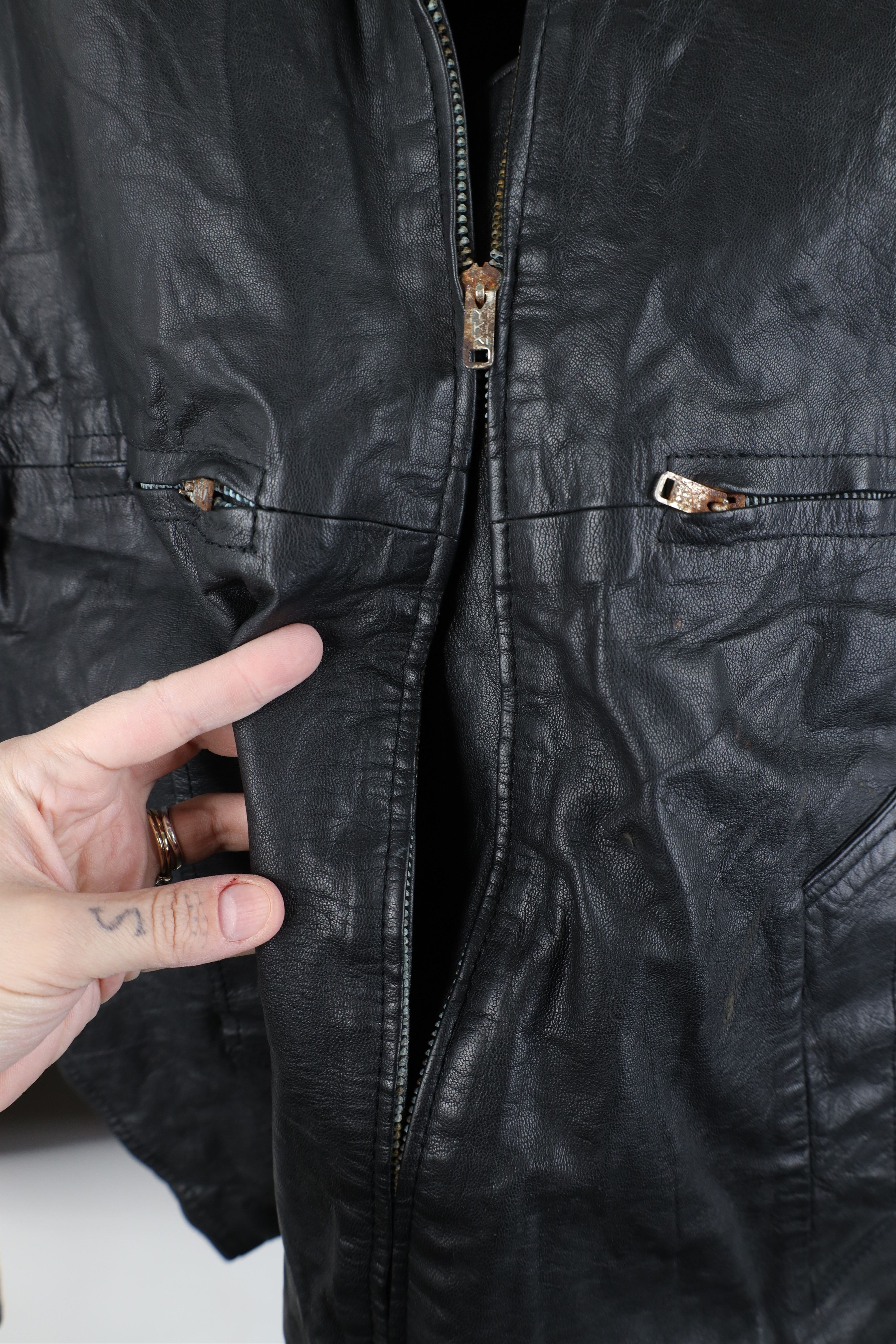 Vintage AS IS Vintage 70s Streetwear Collared Leather Bomber Jacket Size XL / US 12-14 / IT 48-50 - 5 Thumbnail