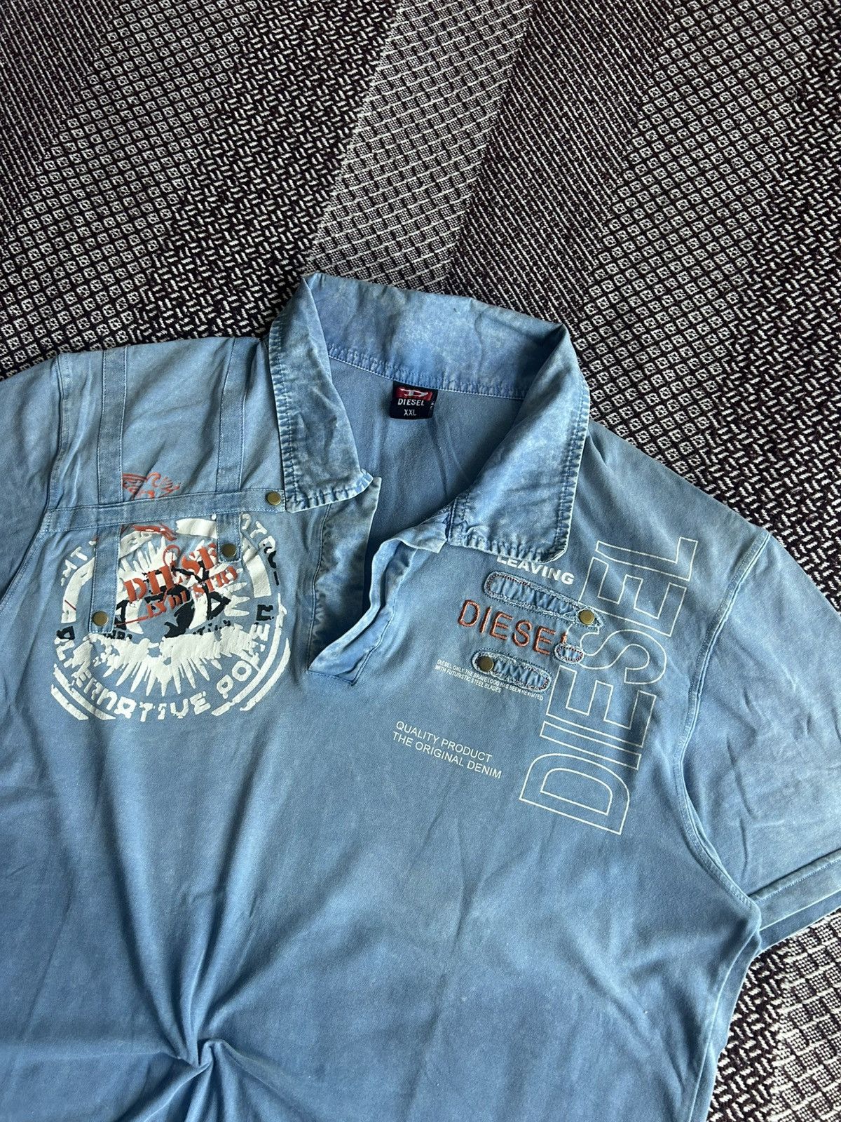 Diesel Vintage Diesel Big Graphic Print Polo T-shirt Faded Size XXL Size US XXL / EU 58 / 5 - 4 Thumbnail