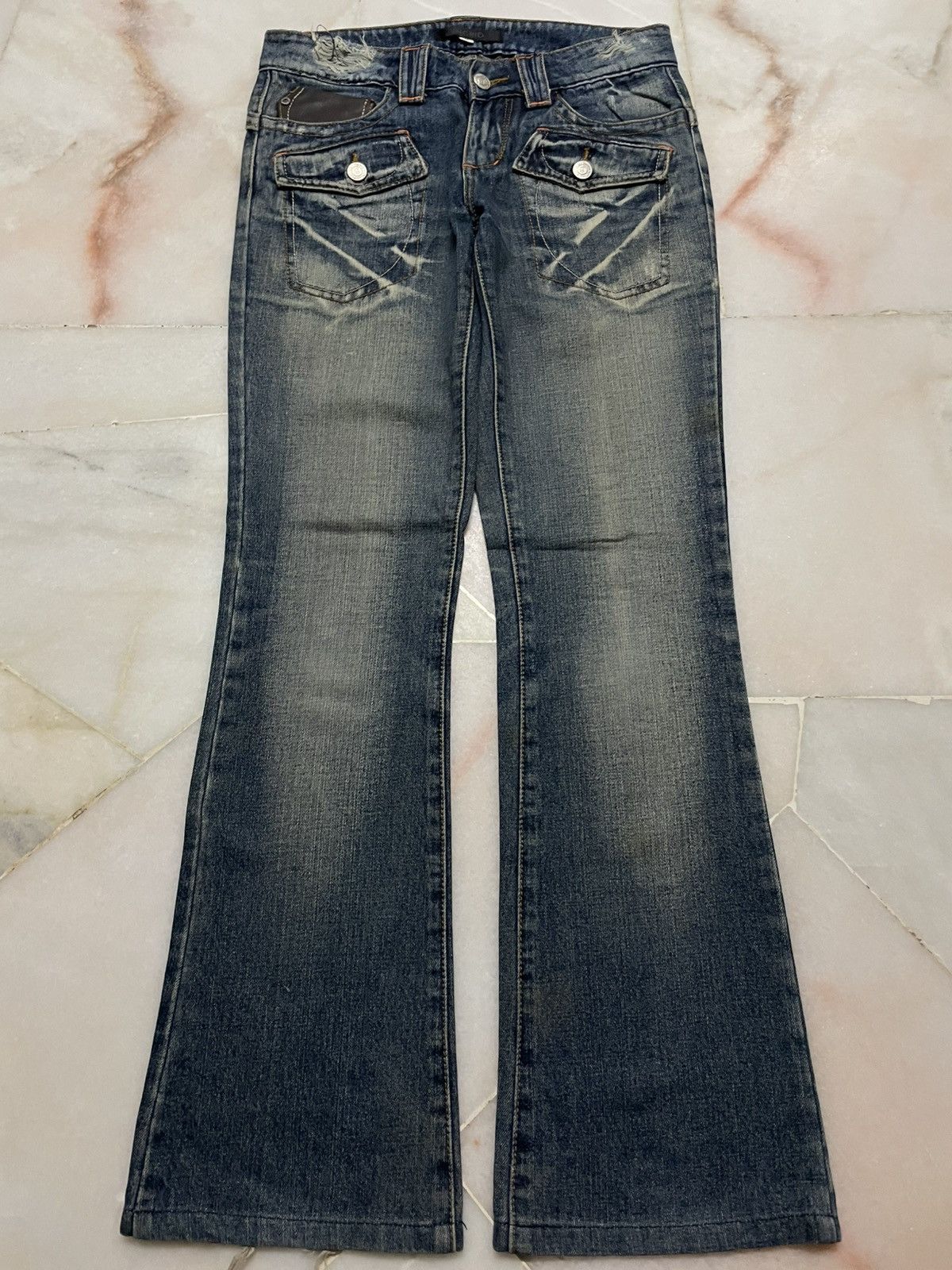 Japanese Brand 💥Flared💥90s Japanese Bushpants Mudwash Sick Distress Bootcut Size 28" / US 6 / IT 42 - 1 Thumbnail