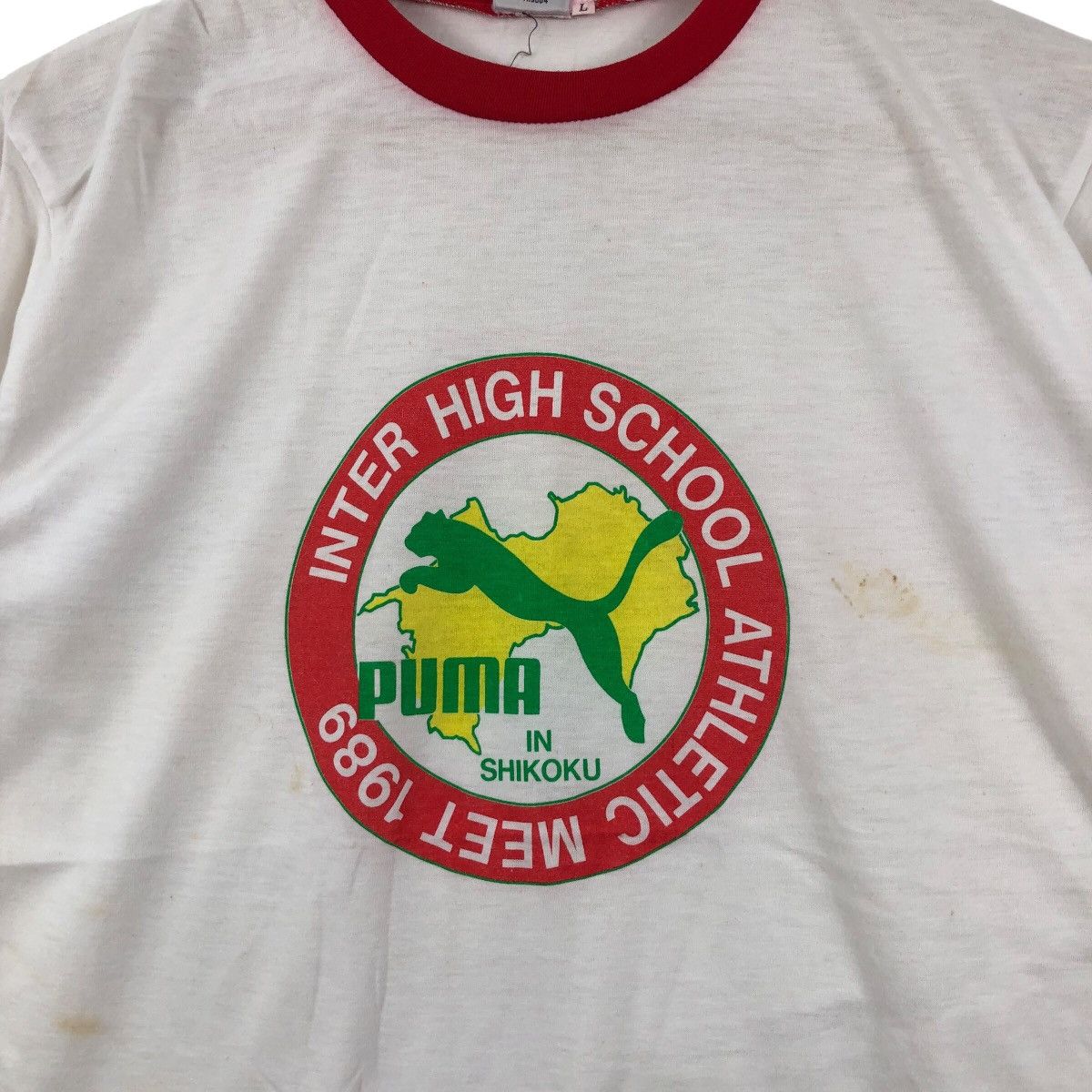 Puma Vintage 80s PUMA Ringer Inter High School In Shikoku T Shirt Size US L / EU 52-54 / 3 - 3 Thumbnail