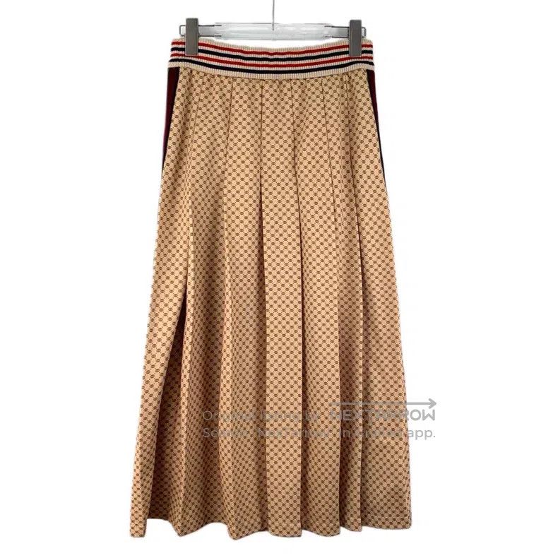 Gucci Gucci Size S Light brown logo old flower full print striped Size 42" / US 20 - 2 Thumbnail