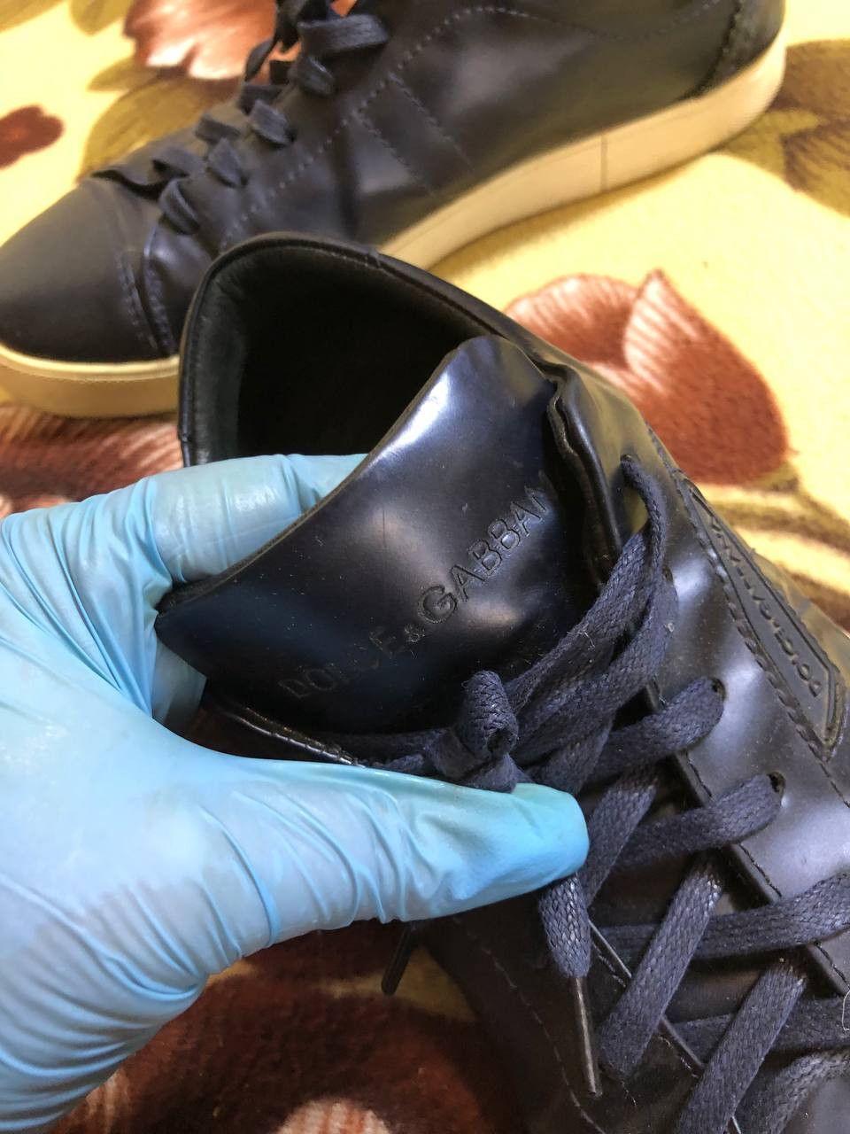Dolce & Gabbana Dolce Gabbana Designer Navy Blue leather Lace Up Trainers Size US 8 / EU 41 - 8 Thumbnail