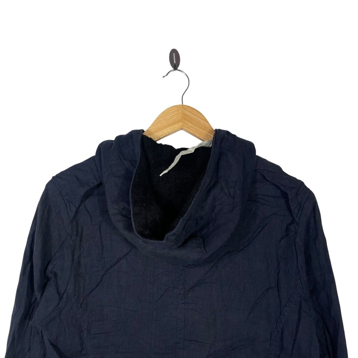 Vintage Bark Tannage Hooded Jacket Navy Horse Leather Trim Japanese Size S / US 4 / IT 40 - 6 Thumbnail