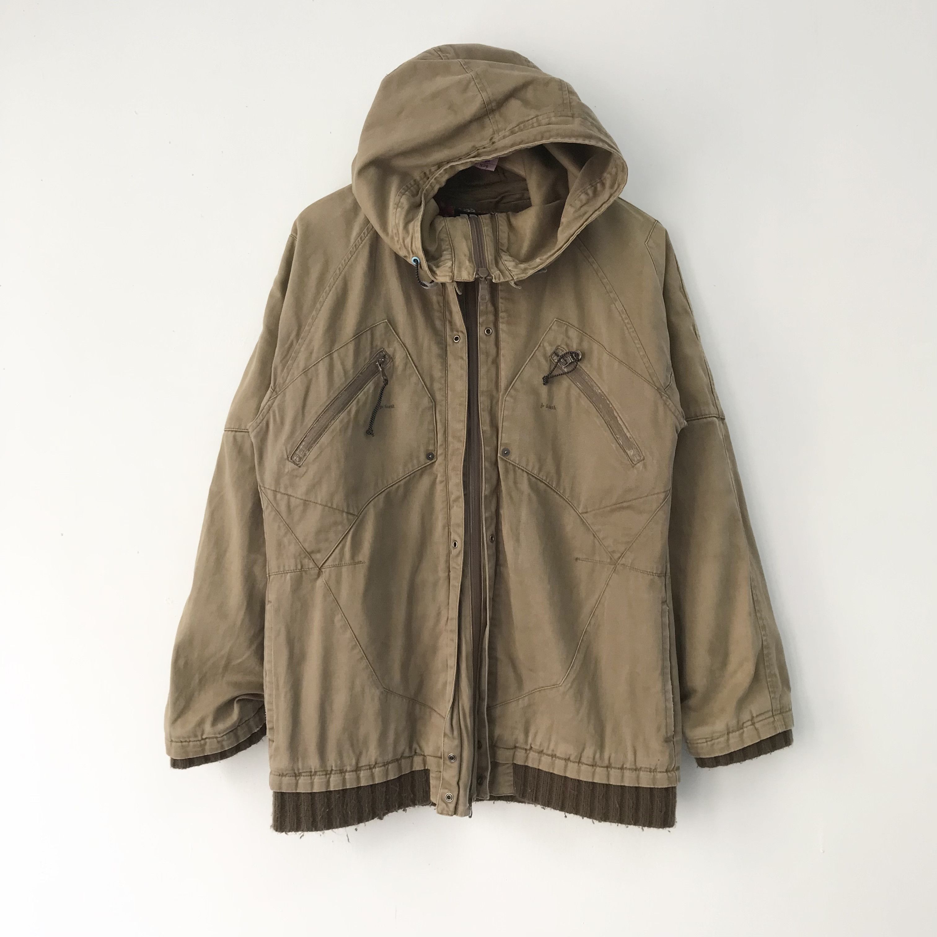 image of Ppfm Japanese Designer Denim Jacket Hoodie Brown, Men's (Size Medium)