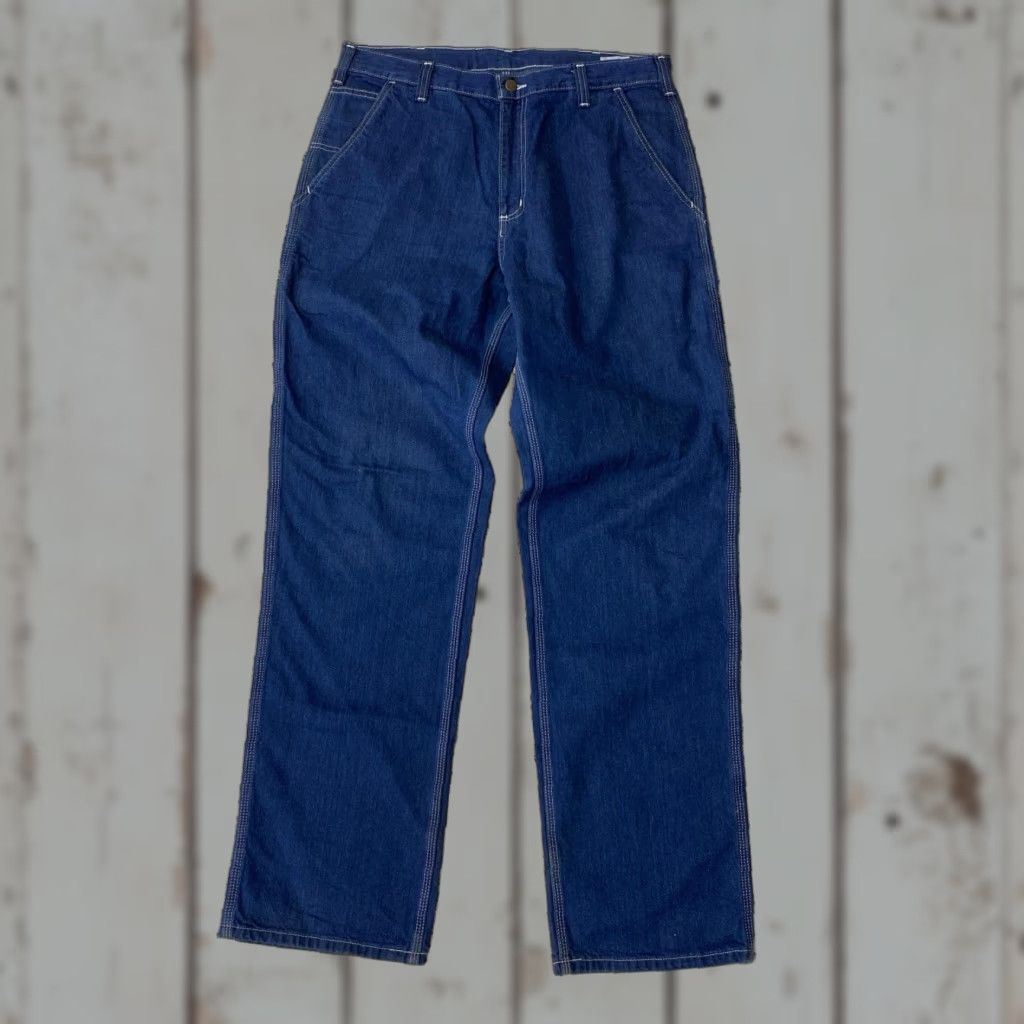 Carhartt VINTAGE Carhartt Dungaree Fit Denim Blue Jeans Carpenter Pants 34/34 Men Regular 34 Blue Distressed 5-Pocket Outdoor Classic American Carhartt Jeans Size US 34 / EU 50 - 1 Thumbnail