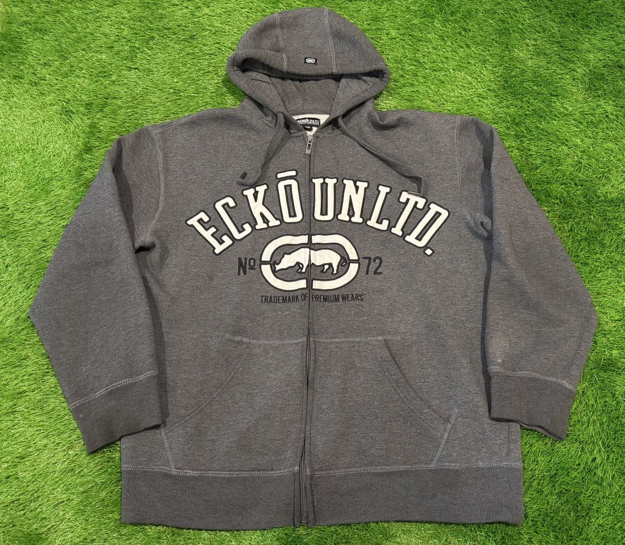 Ecko Unltd. Vintage Ecko Unltd - Gray Y2K Hoodie Zip Up Embroidered Size US XL / EU 56 / 4 - 1 Thumbnail