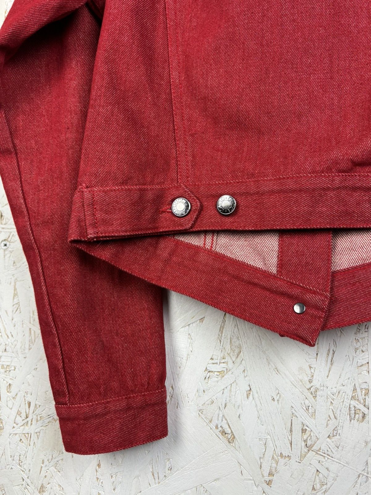 Gucci 90s Gucci Tom Ford 1999 Wasp Waist Red Denim Jacket 40 Size S / US 4 / IT 40 - 8 Thumbnail