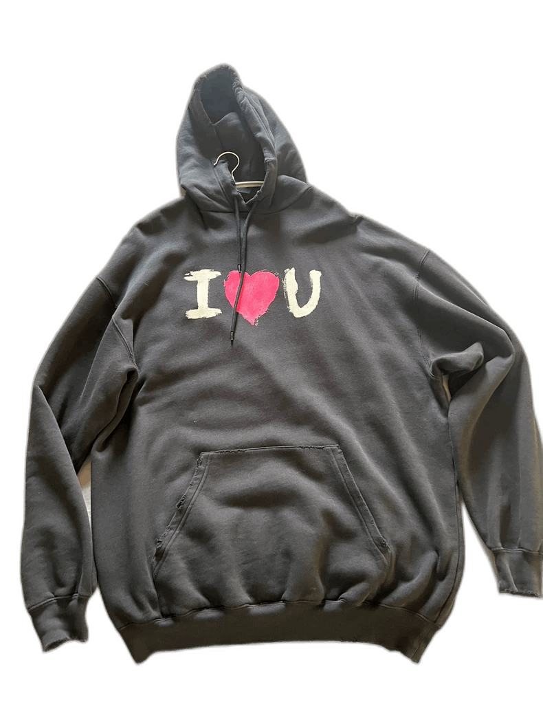 Balenciaga black oversized hoodie with I heart U graphic Size US M / EU 48-50 / 2 - 1 Thumbnail