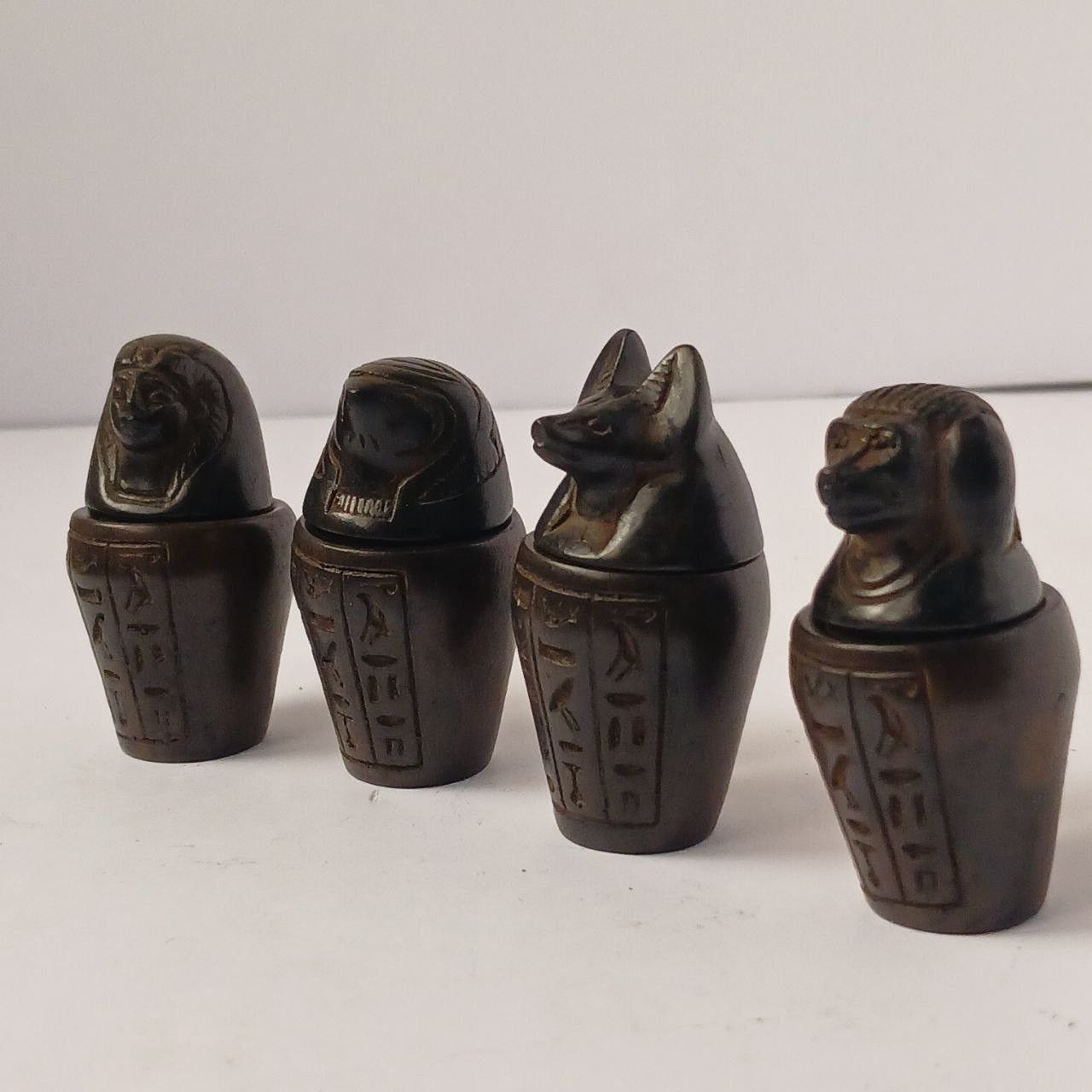 Handmade Egyptian Canopic Jars Set – Pharaonic Resin Box Hieroglyph Size ONE SIZE - 8 Thumbnail