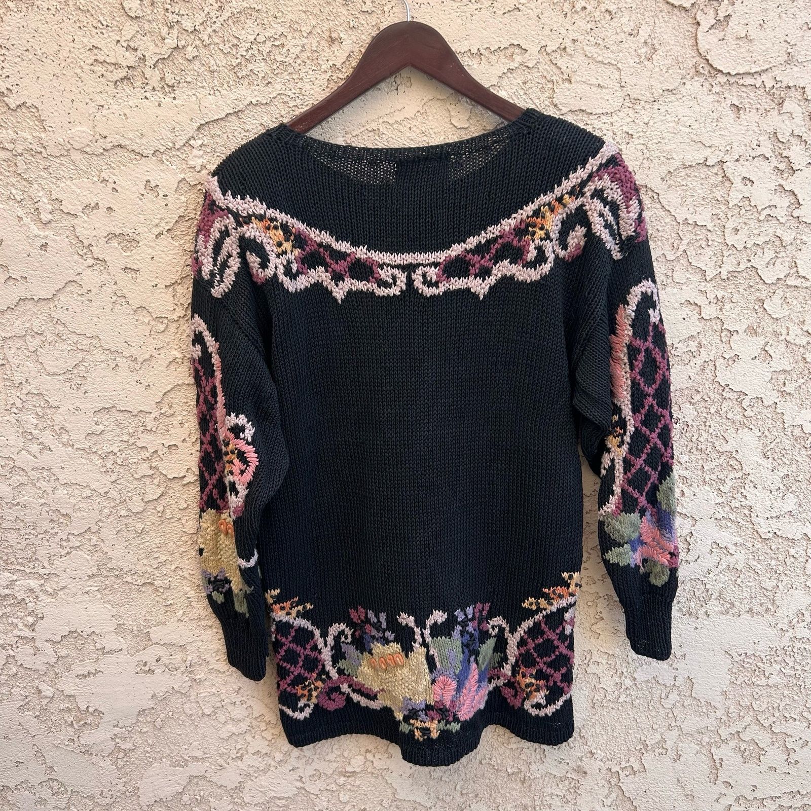Vintage Cullinane Hand Knit Vintage Chunky Floral Sweater Large Size L / US 10 / IT 46 - 2 Thumbnail