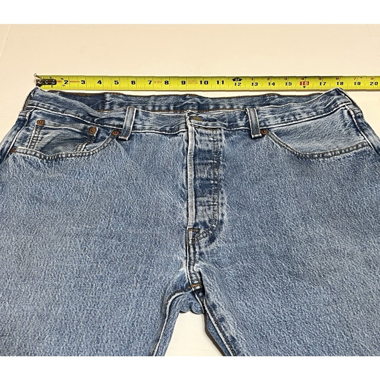 Levi's VINTAGE Levi's 501 Jeans Denim Blue Regular Fit 36x34 Button-Fly 5-Pocket Stained Grunge USA Logo Mens Size US 36 / EU 52 - 3 Thumbnail