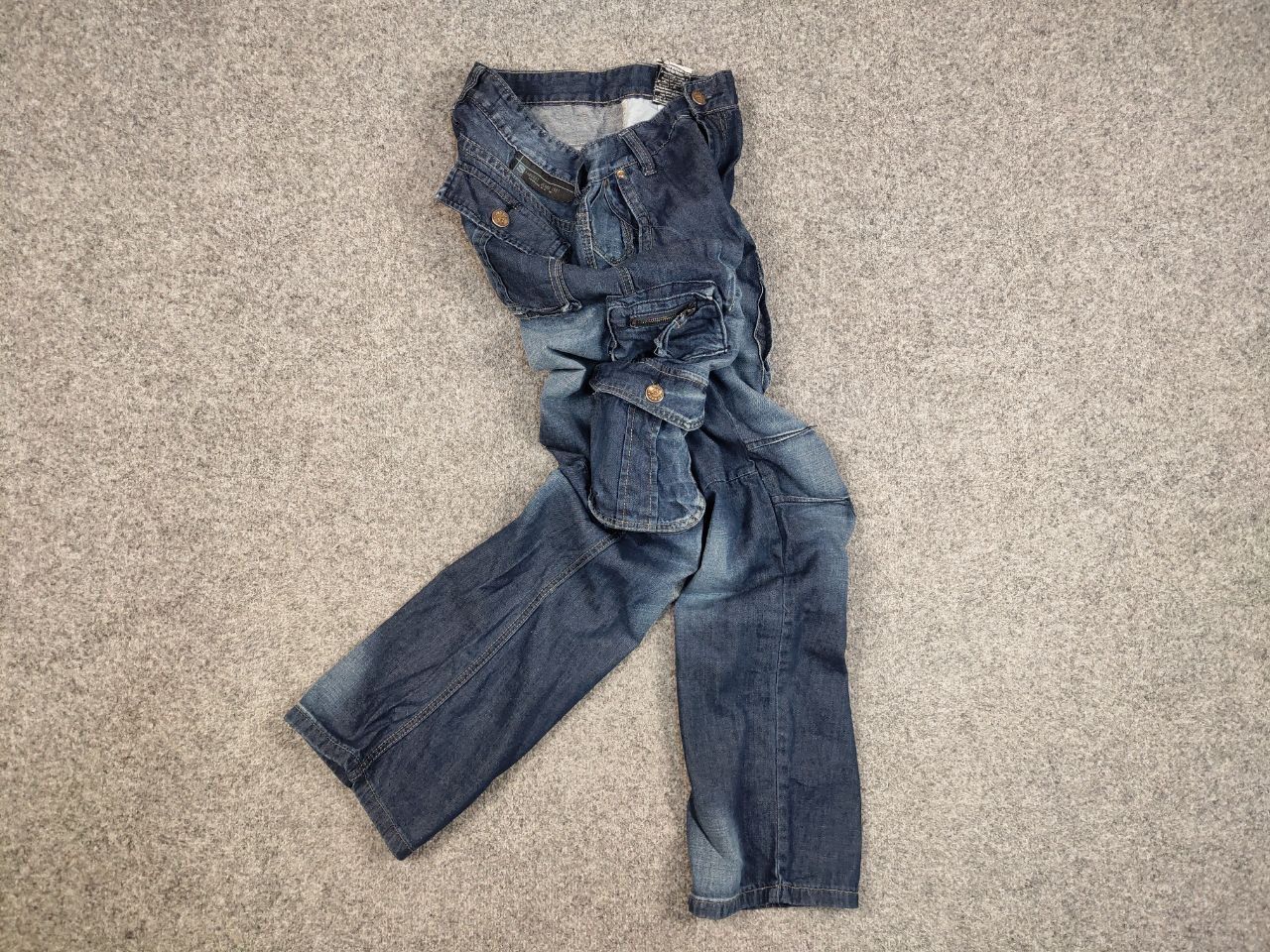 Japanese Brand Vintage if six was nine Style Y2K Faded Denim Cargo Jeans Size US 31 - 14 Thumbnail
