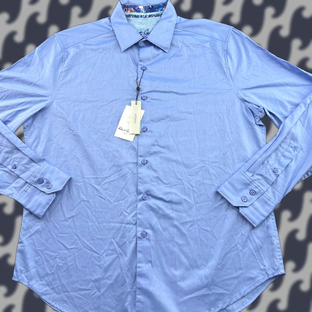 Robert Graham Robert Graham Rutherford Mens Button-Up Shirt L Blue Slim Cotton Canvas Long Sleeve Casual Shirt Mens Size US L / EU 52-54 / 3 - 1 Thumbnail