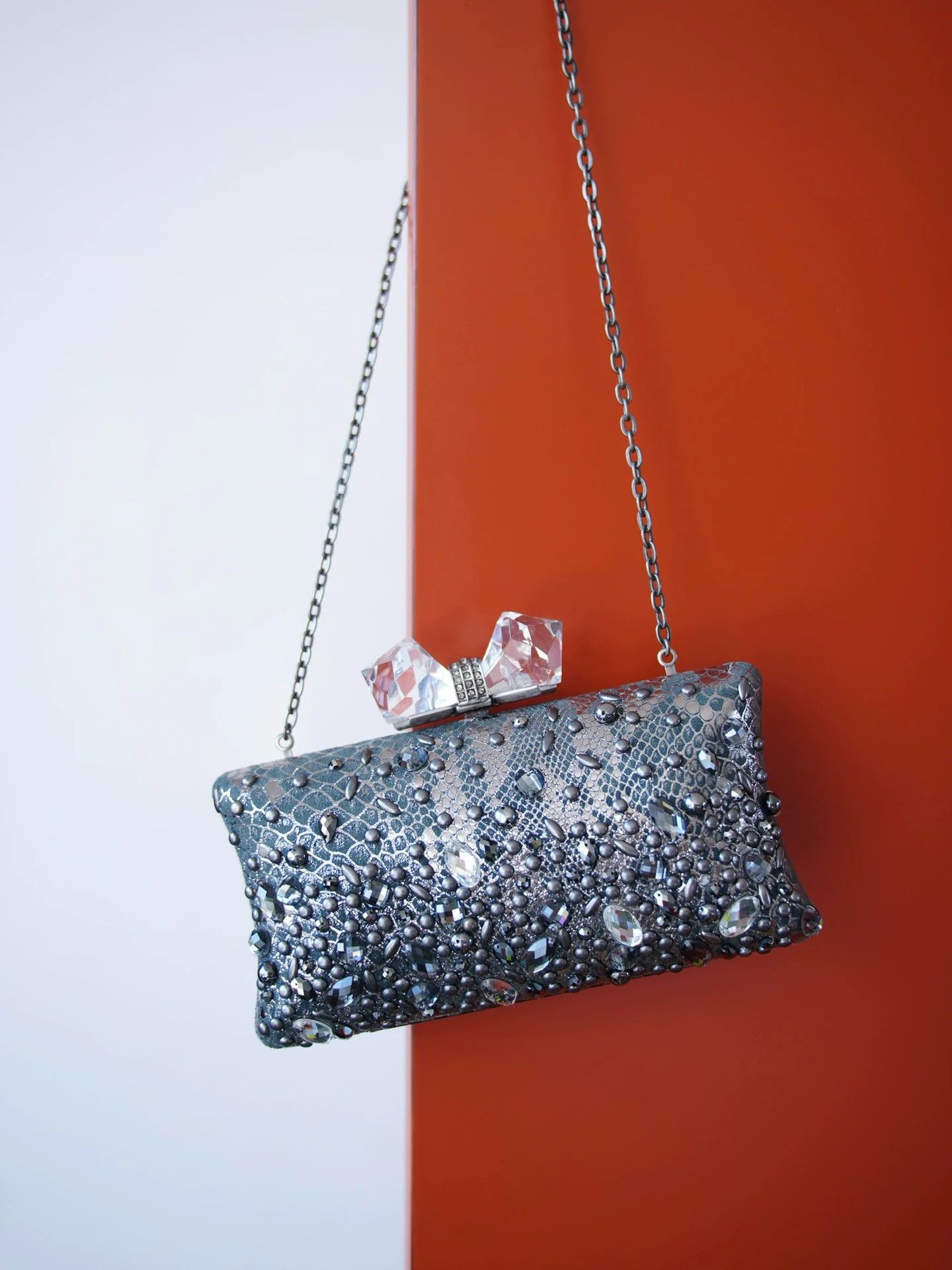 Judith Leiber Judith Leiber Vintage Green Ombre Croc Box Bag Jeweled Chain Size ONE SIZE - 5 Thumbnail