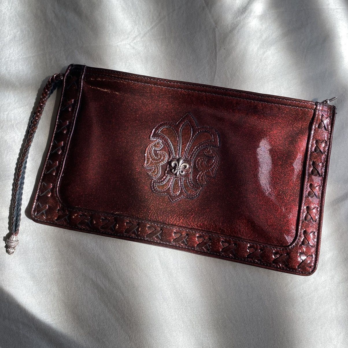 Chrome Hearts Chrome Hearts Galaxy Burgundy Red Zip Pouch BS Fleur Wallet Size ONE SIZE - 3 Thumbnail