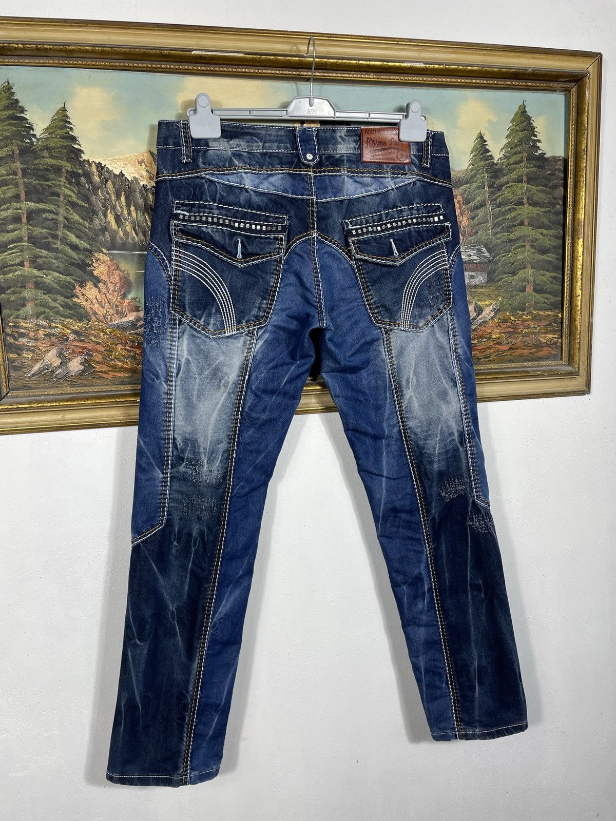 Japanese Brand Kosmo Lupo Navy Vintage Denim Jeans Avant Garde Trousers Size US 36 / EU 52 - 8 Thumbnail