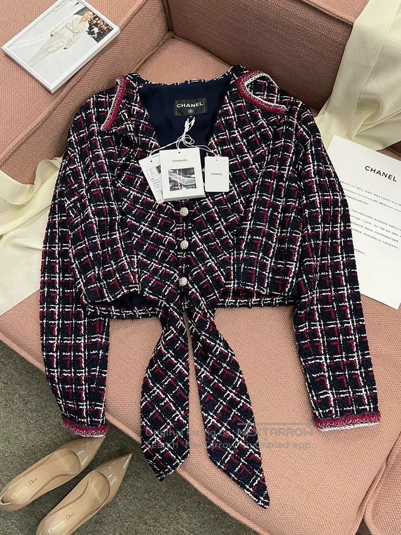 Chanel Chanel Rooftop series red black and white plaid lacing jac Size XS / US 0-2 / IT 36-38 - 1 Thumbnail