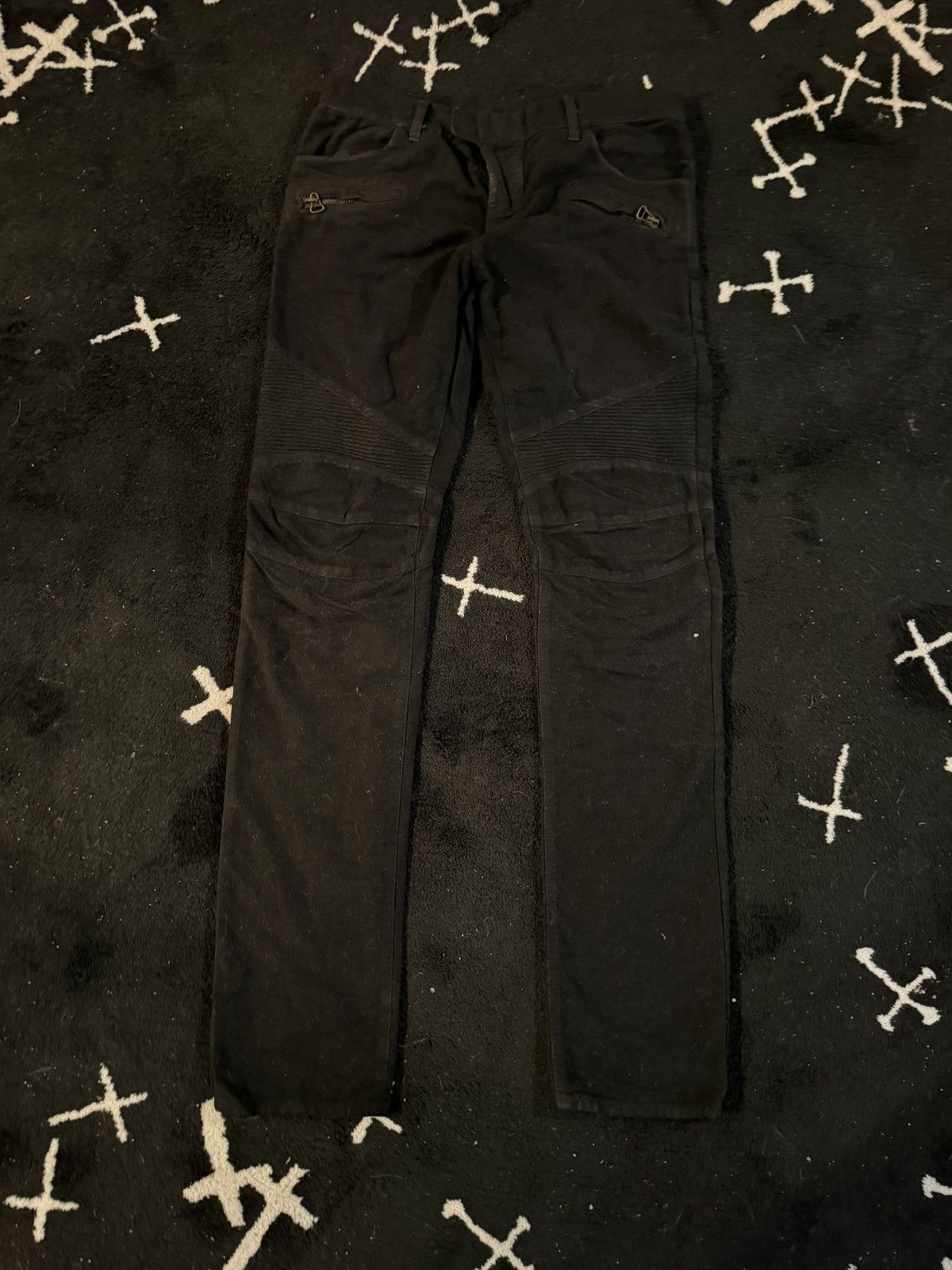 Balmain BALMAIN BIKER LEATHER PANTS SUEDE DECARNIN ERA Size US 32 / EU 48 - 1 Thumbnail