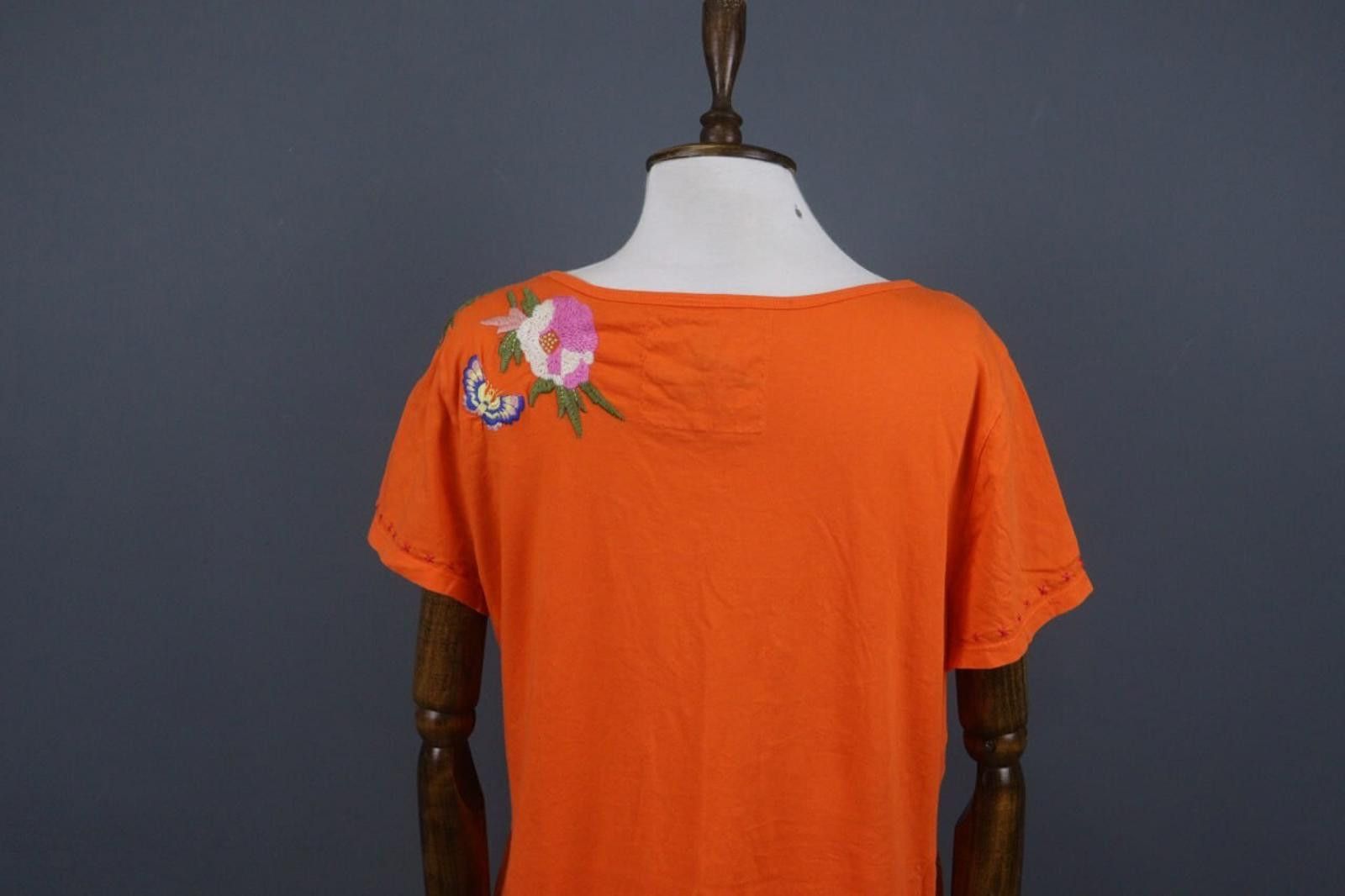 Designer Johnny Was Orange Cotton Embroidered Shift Dress Size M / US 6-8 / IT 42-44 - 12 Thumbnail