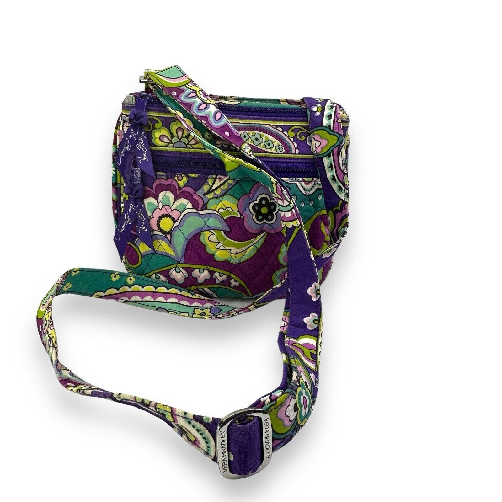 Vera Bradley Vera Bradley Purple Teal Paisley Crossbody Bag Storage EUC Size ONE SIZE - 1 Thumbnail