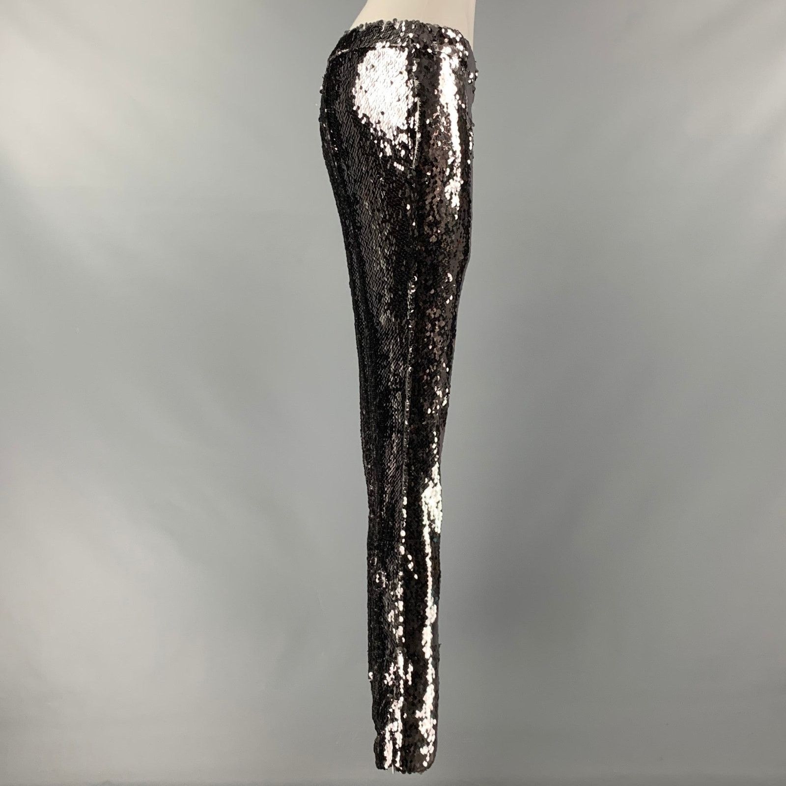 Other SALLY LAPOINTE Size M Silver Sequined Dress Pants Size 30" / US 8 / IT 44 - 3 Thumbnail