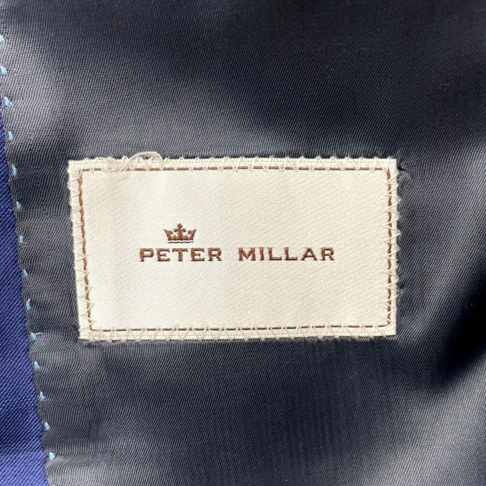 Peter Millar Peter Millar Blazer Jacket Men's 100% Wool Blue Windowpane Plaid 40R 2-Button Notch Lapel Tailored Regular Jacket/Coat Size 40R - 6 Thumbnail
