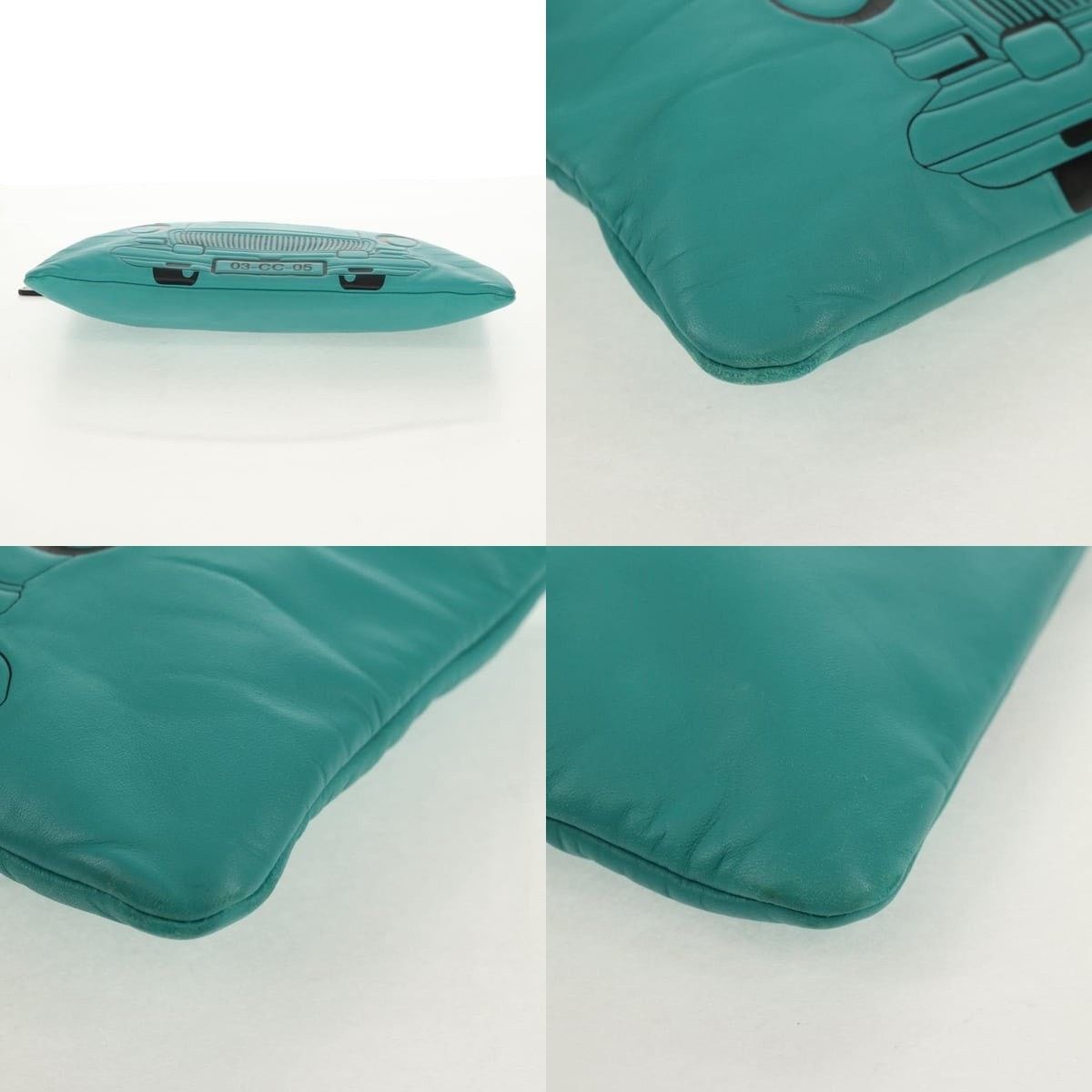 Chanel Chanel Clutch Bag Lamb Skin Emerald Green CC Size ONE SIZE - 4 Thumbnail