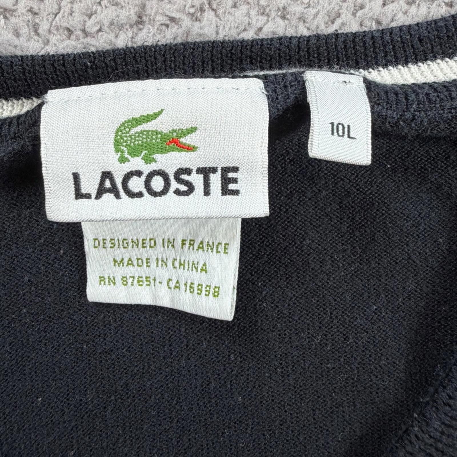 Lacoste Lacoste Black V Neck Sweater Mens 10L 3XL Cotton Classic Size US XXL / EU 58 / 5 - 4 Thumbnail