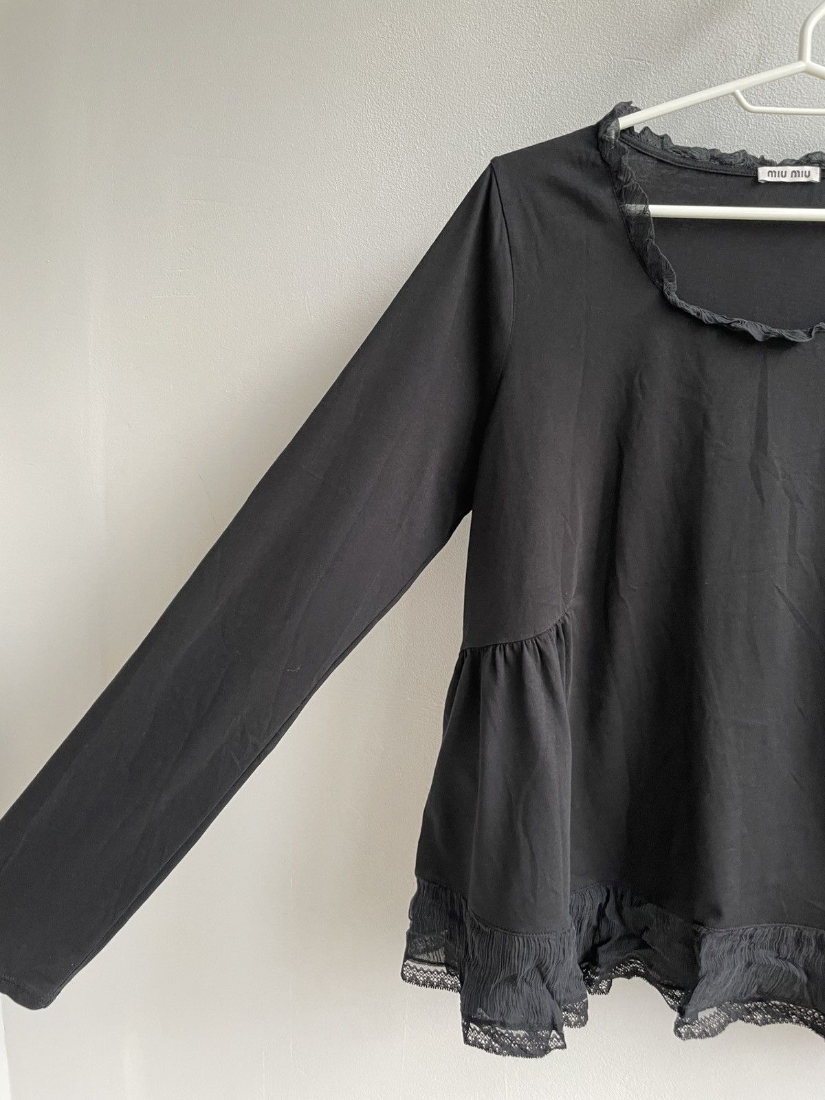 Miu Miu Miu Miu Silk & Cotton Blouse Top Black Pullover Long Sleeve Size XL / US 12-14 / IT 48-50 - 5 Thumbnail