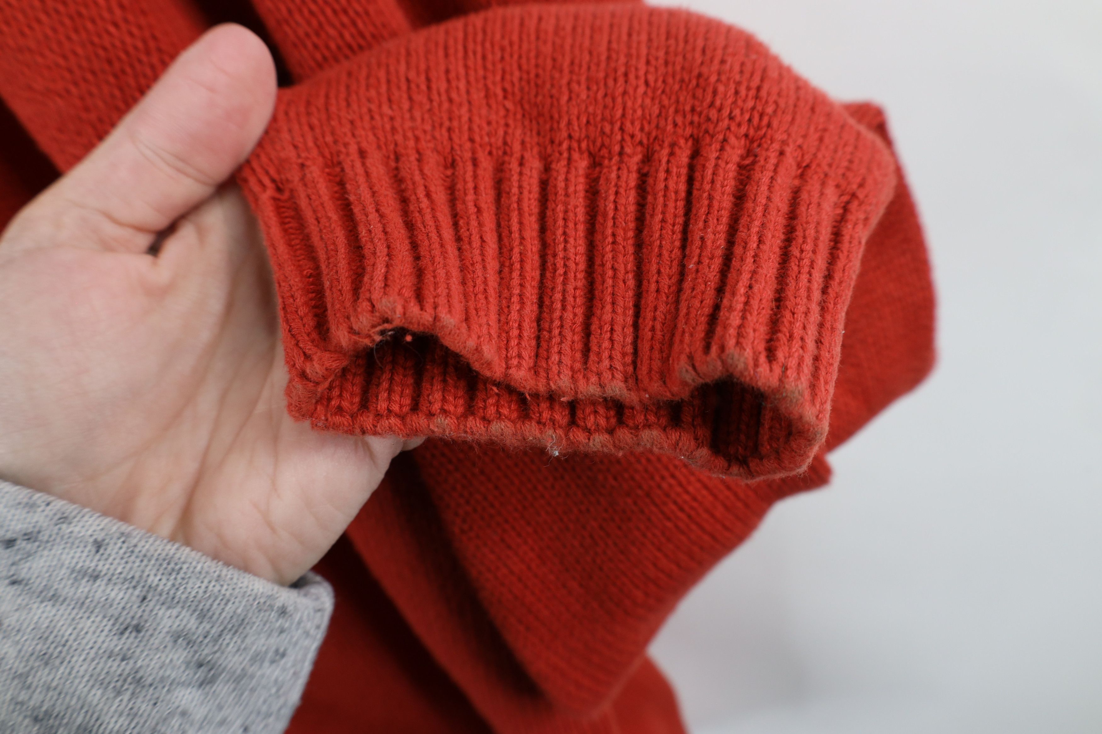 Vintage Vintage 90s Streetwear Cotton Knit Crewneck Sweater Orange Size US XL / EU 56 / 4 - 8 Thumbnail