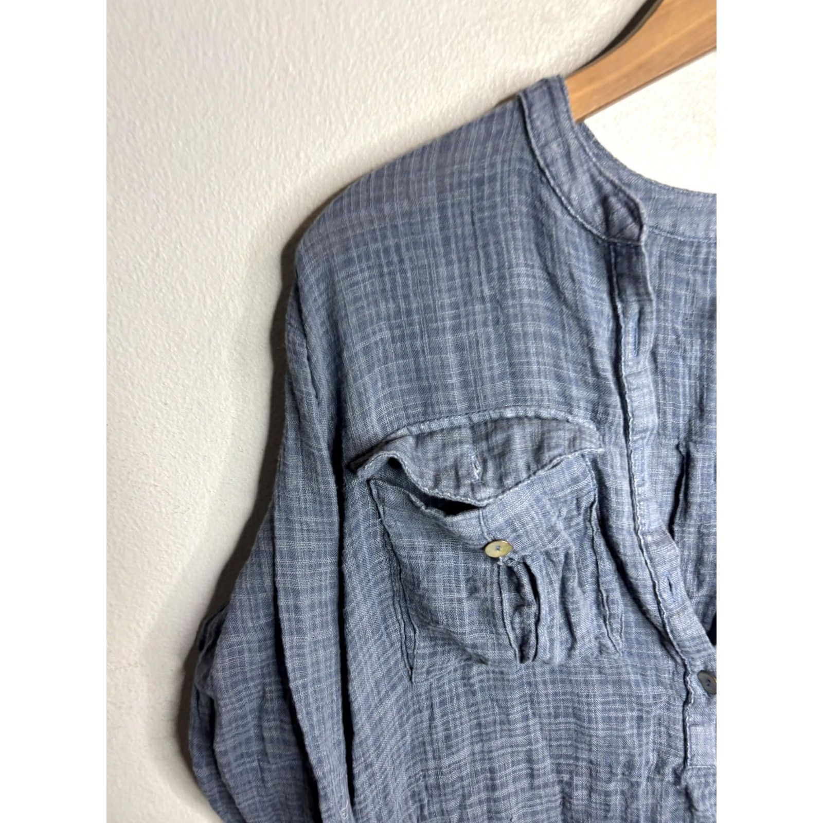 Free People VINTAGE Free People Shirt Plaid Boho Long Sleeve Lightweight Womens Small Frayed Hem Size S / US 4 / IT 40 - 2 Thumbnail