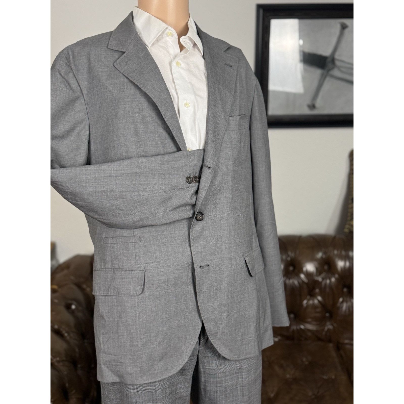 Brunello Cucinelli Brunello Cucinelli Gray Wool Silk Blazer 54/44 Light Size 44R - 2 Thumbnail