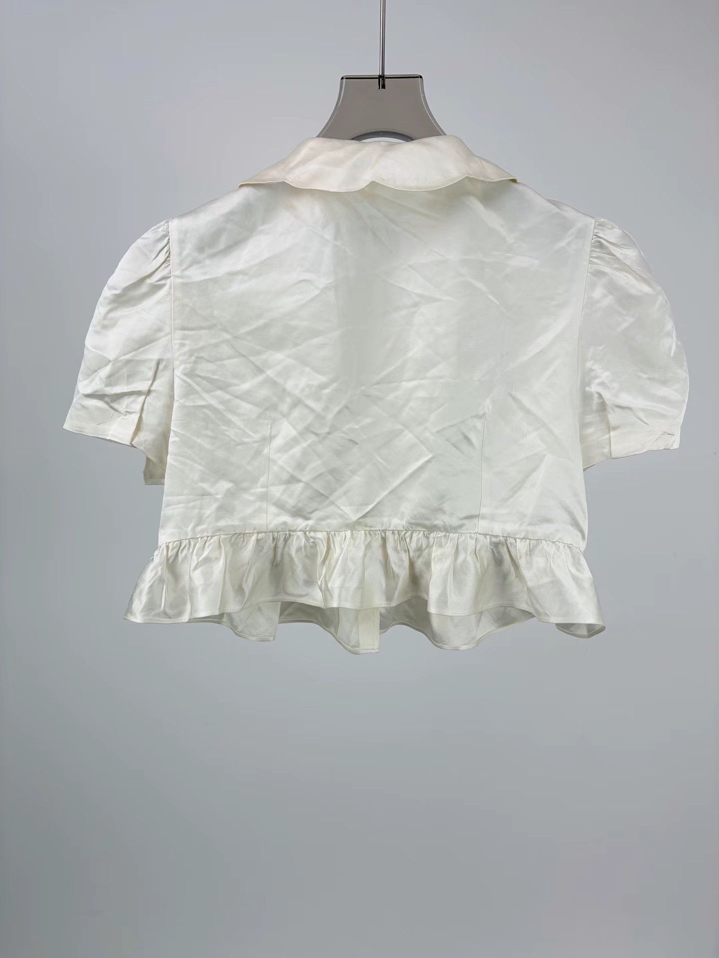 Miu Miu MIUMIU Lace Panel Peter Pan Collar Short Sleeve Shirt Size M / US 6-8 / IT 42-44 - 2 Thumbnail