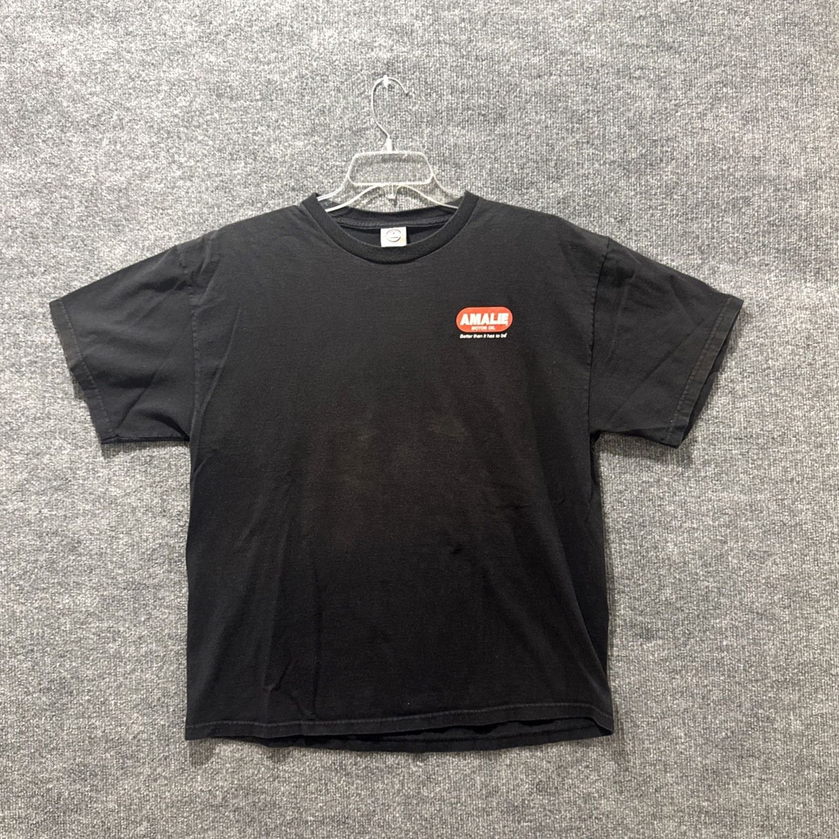 Delta Amalie Motor Oil Racing T-Shirt Black XL Mens Short Sleeve Stained Y2K HTF Delta Shirt Size US XL / EU 56 / 4 - 5 Thumbnail