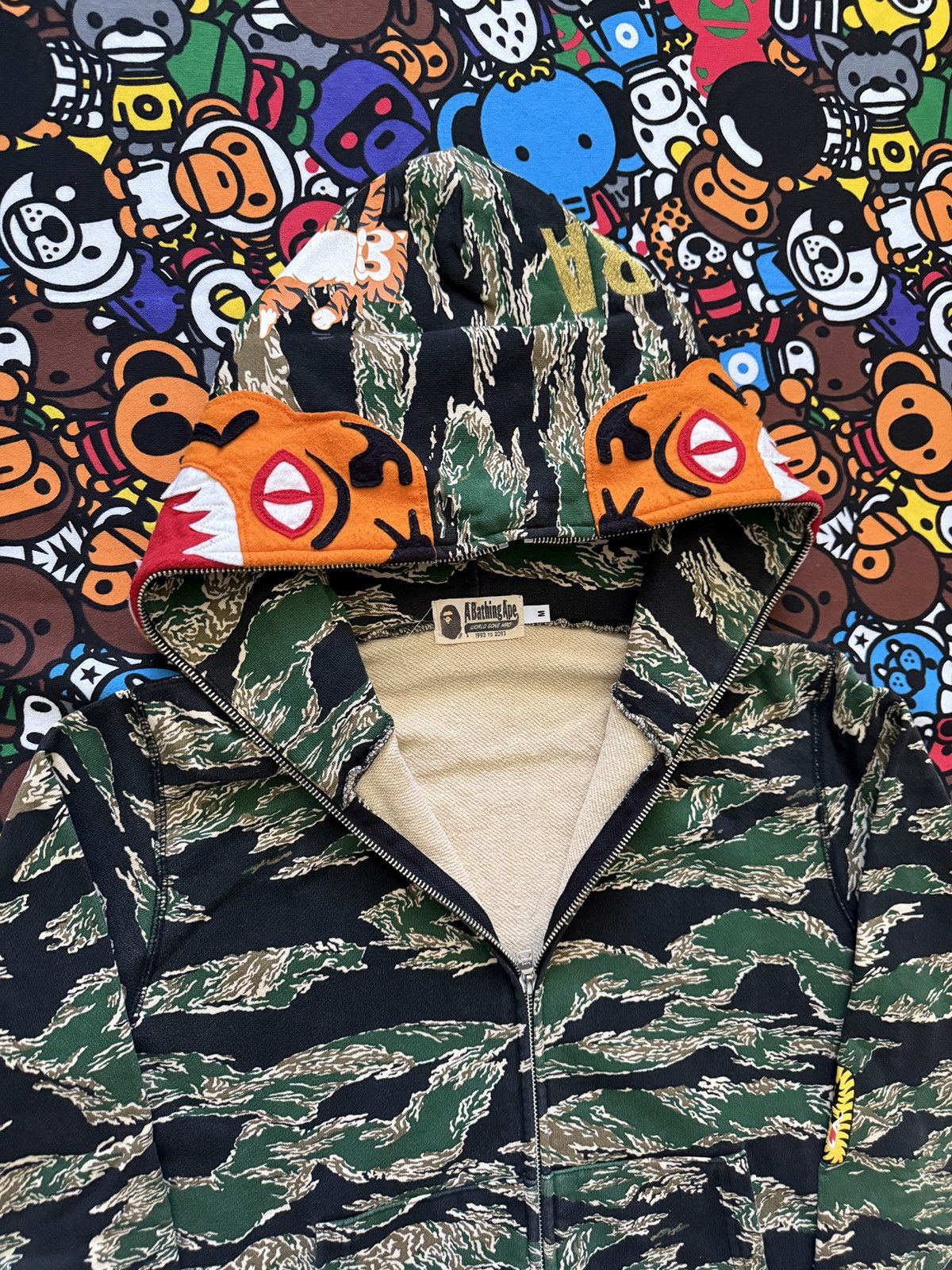 A Bathing Ape Green Camo Tiger Hoodie