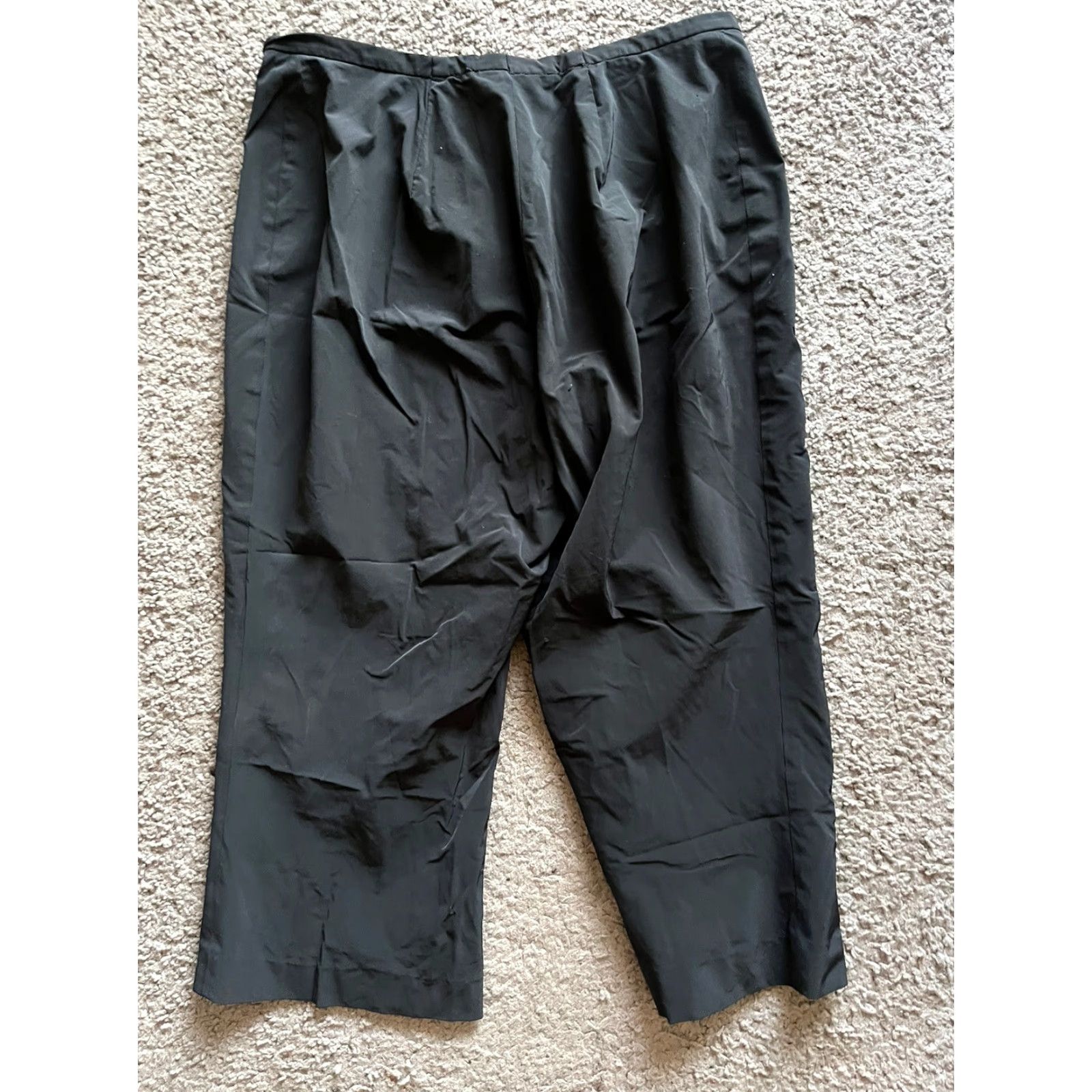 Banana Republic Banana Republic Cropped Capri Trouser Pants Womens Size 14 Black Nylon Cotton Canvas Beige Zip Button Wide-Leg Inseam 23.5 in Size 27" / US 4 / IT 40 - 4 Thumbnail